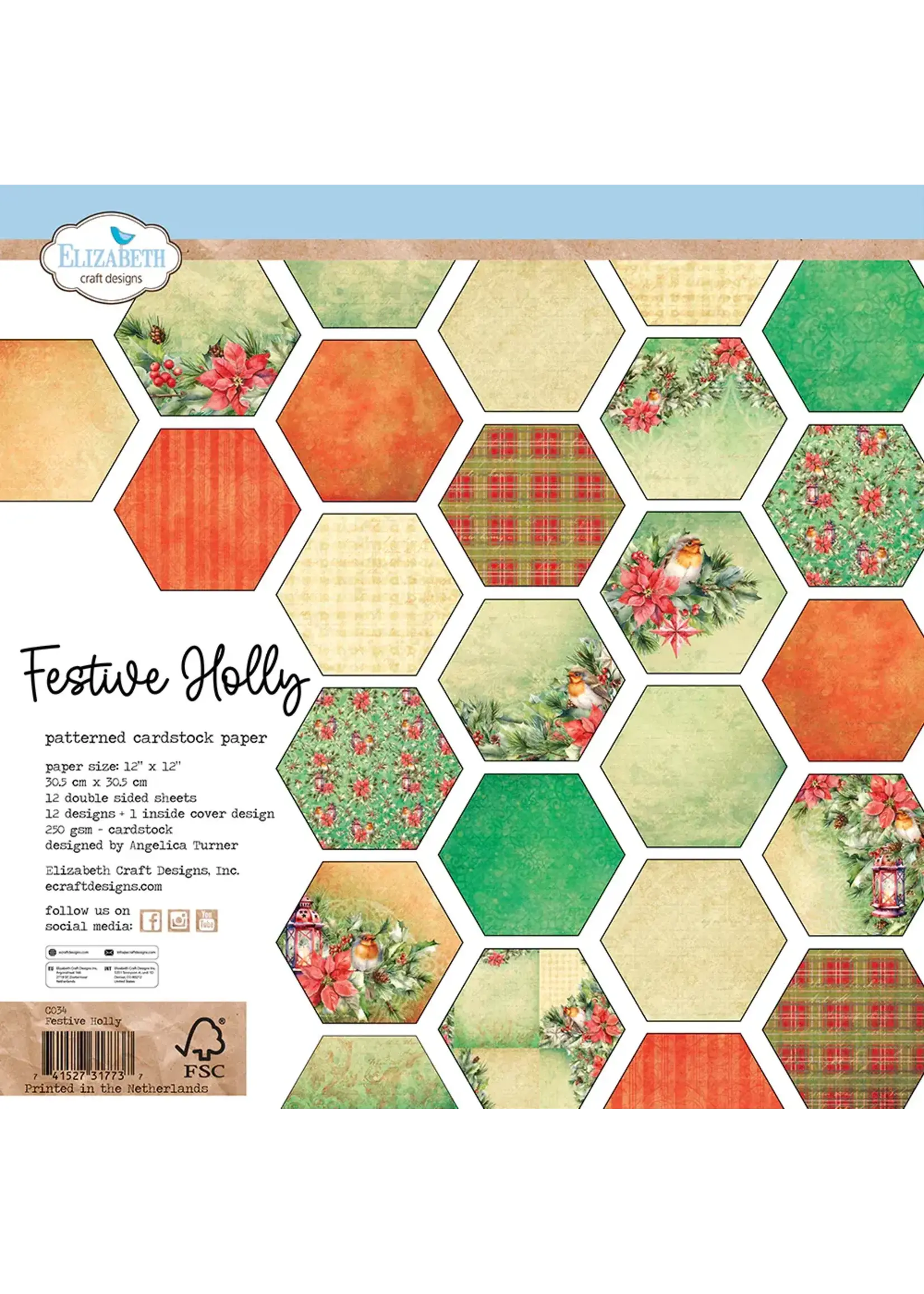 Festive Holly Pperset 30,5  x 30,5 cm/12 inch   Artikelnummer: C034