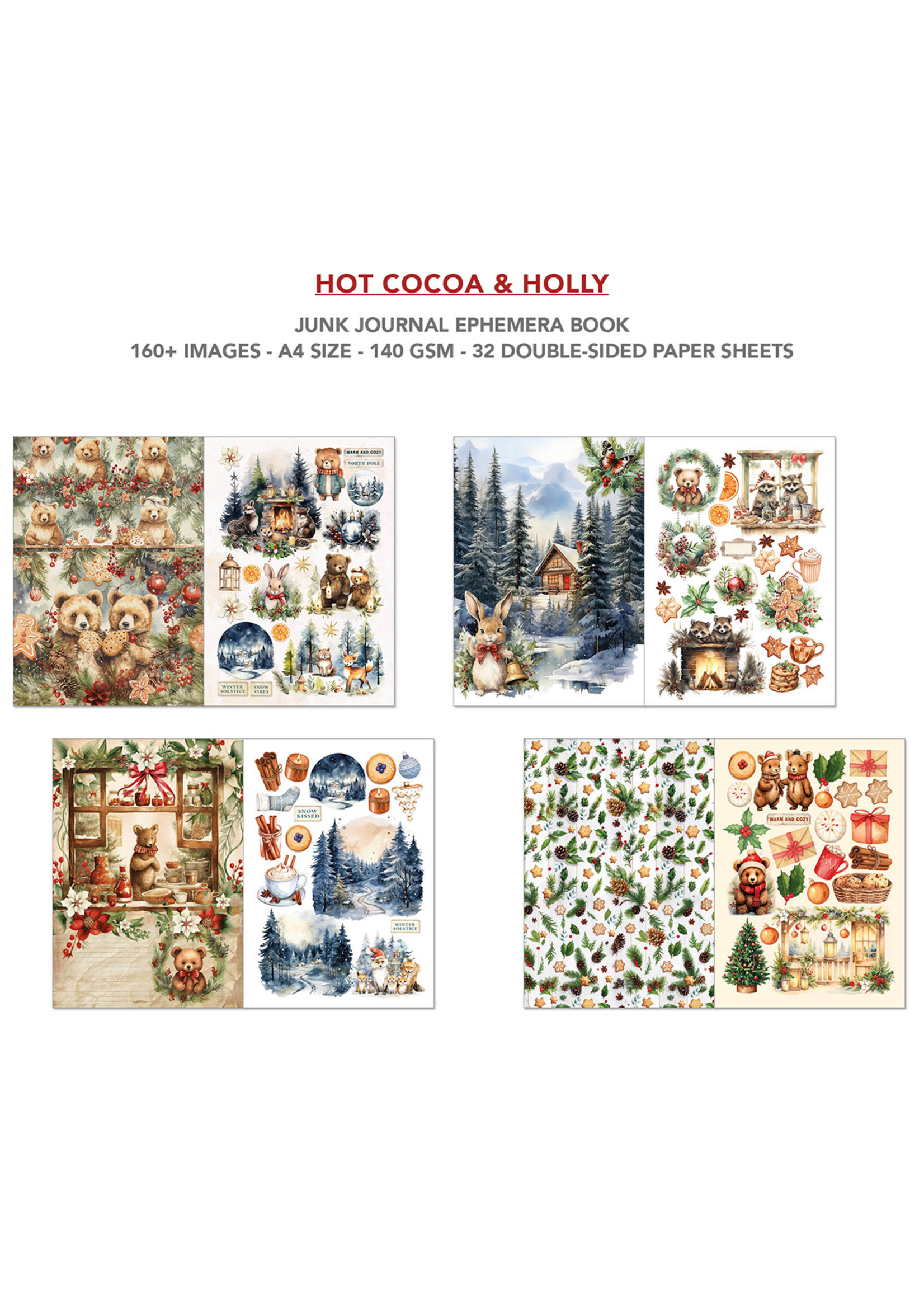 Ephemera Book Hot Cocoa & Holly A4 32/Pkg