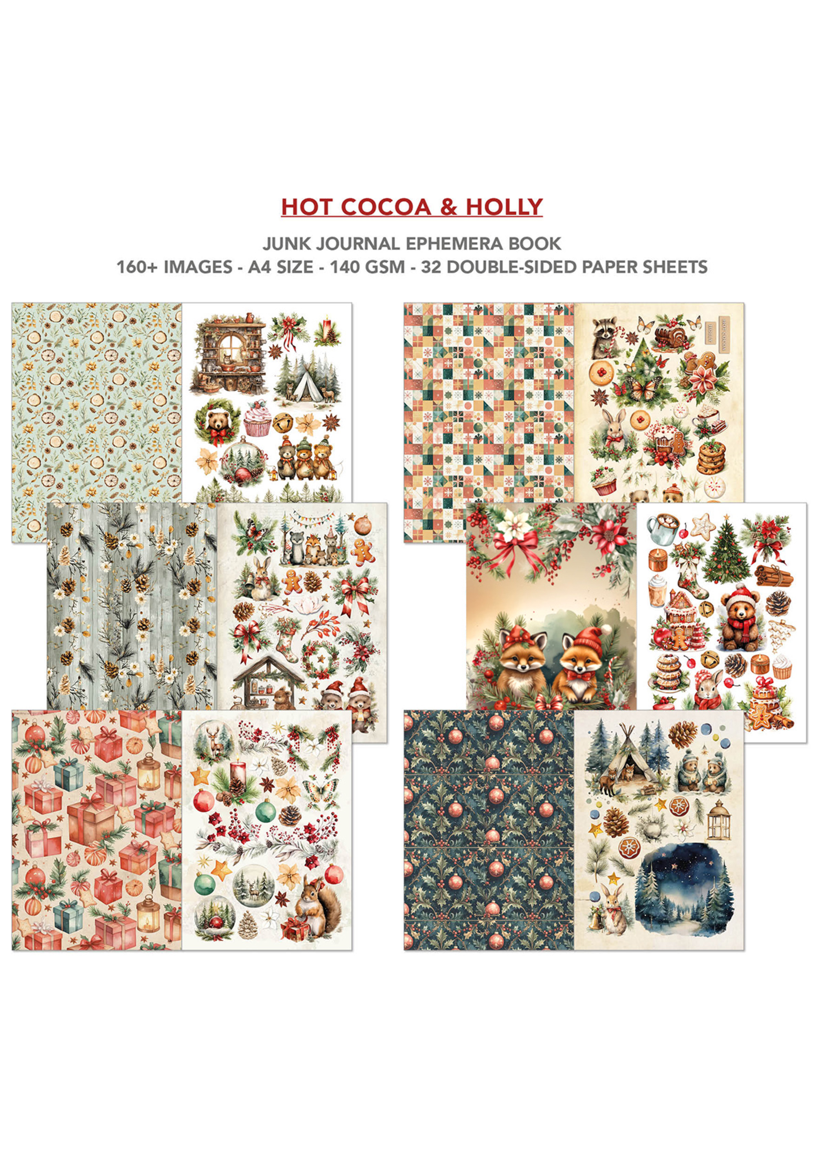 Ephemera Book Hot Cocoa & Holly A4 32/Pkg