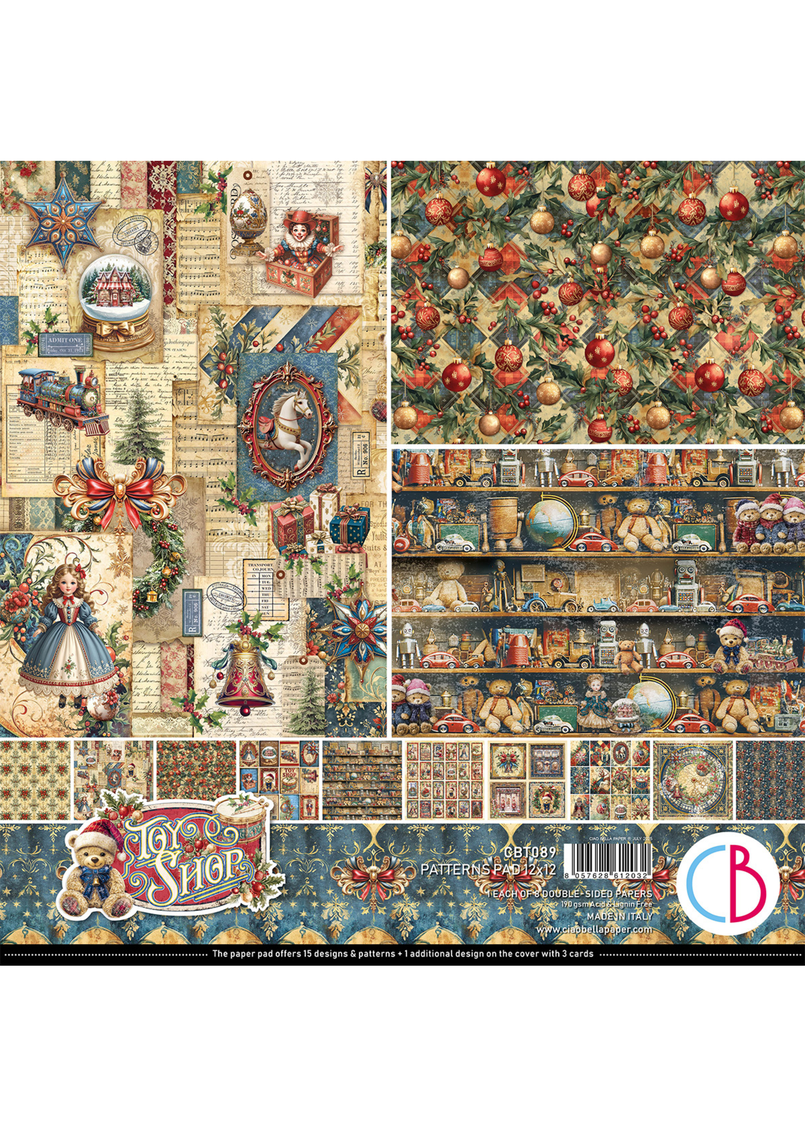Toy Shop Patterns Pad 12"x12" 8/Pkg