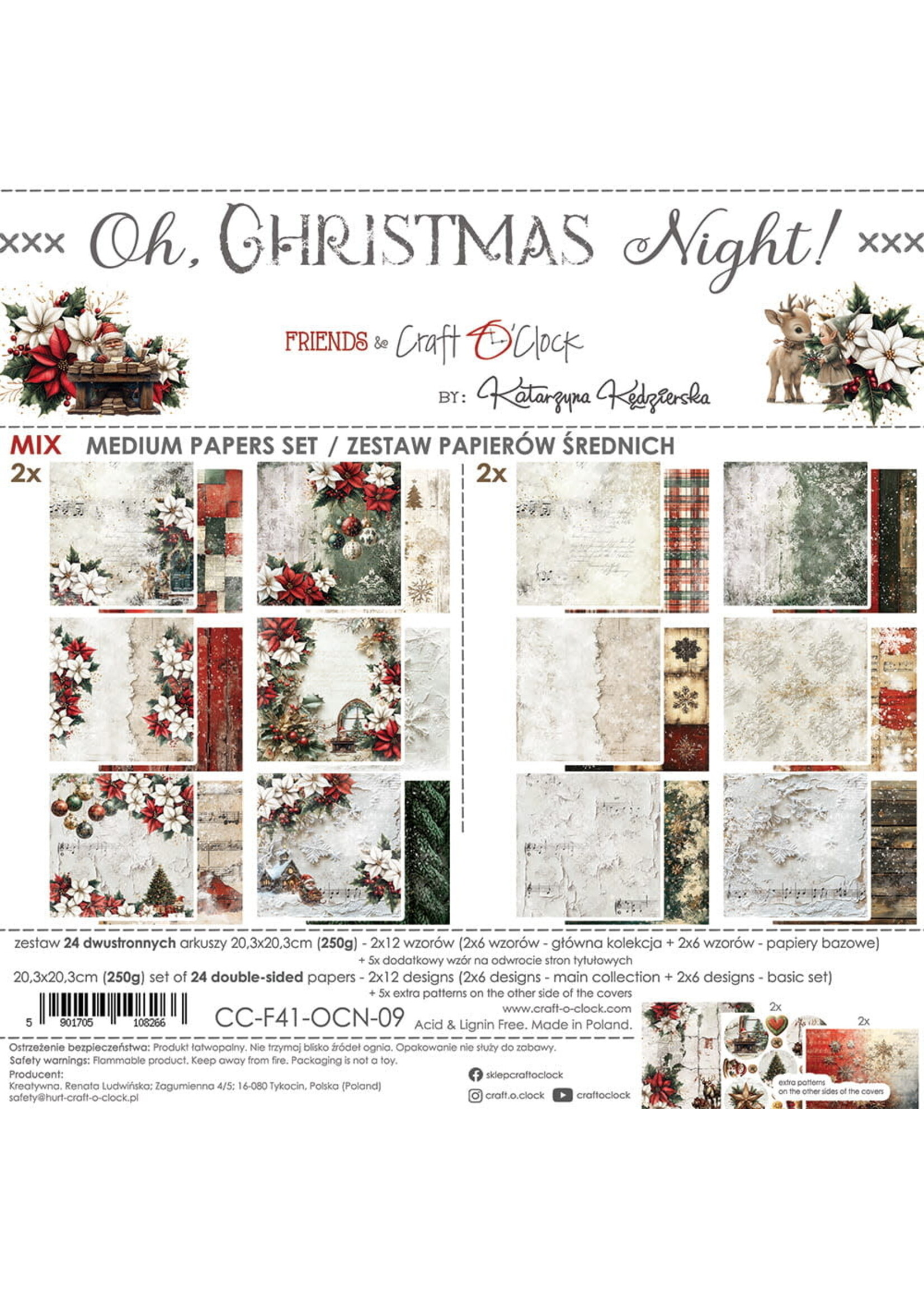 OH CHRISTMAS NIGHT - a set of papers 20,3x20,3cm - MIX
