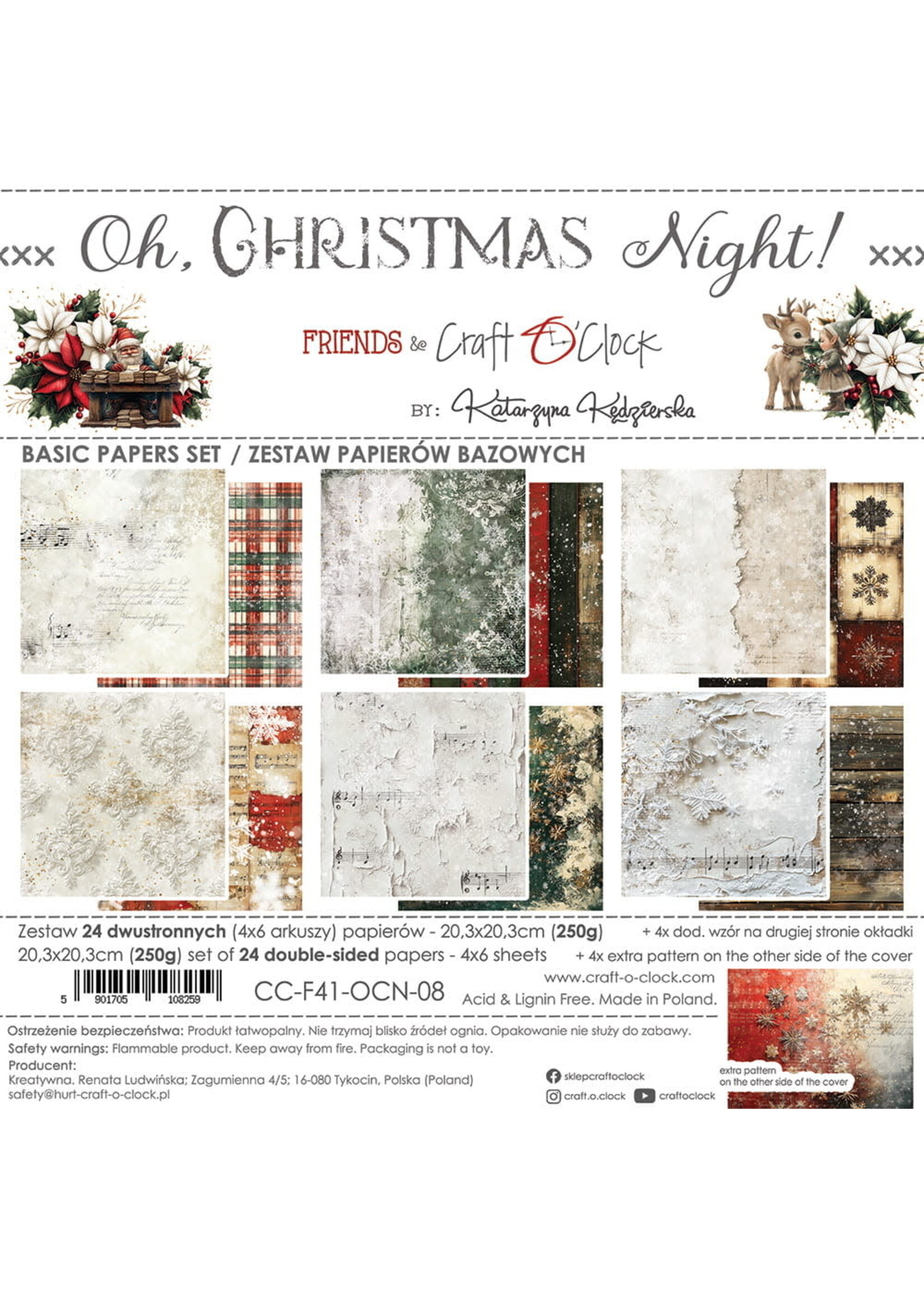 OH CHRISTMAS NIGHT - a set of papers 20,3x20,3cm - BASIC