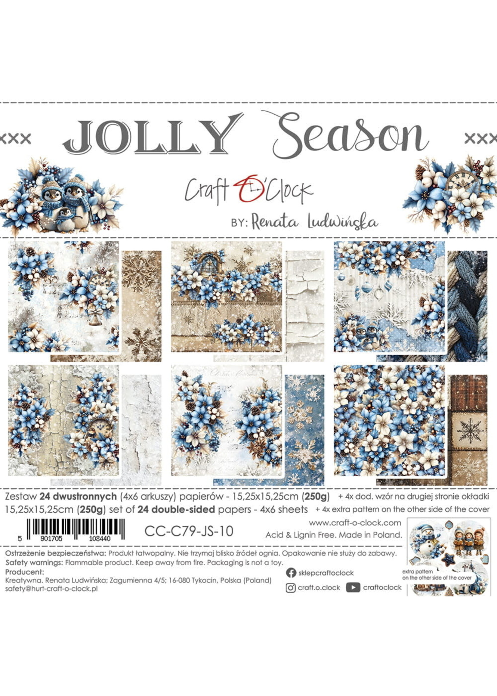 JOLLY SEASON - a set of papers 15,25x15,25cm