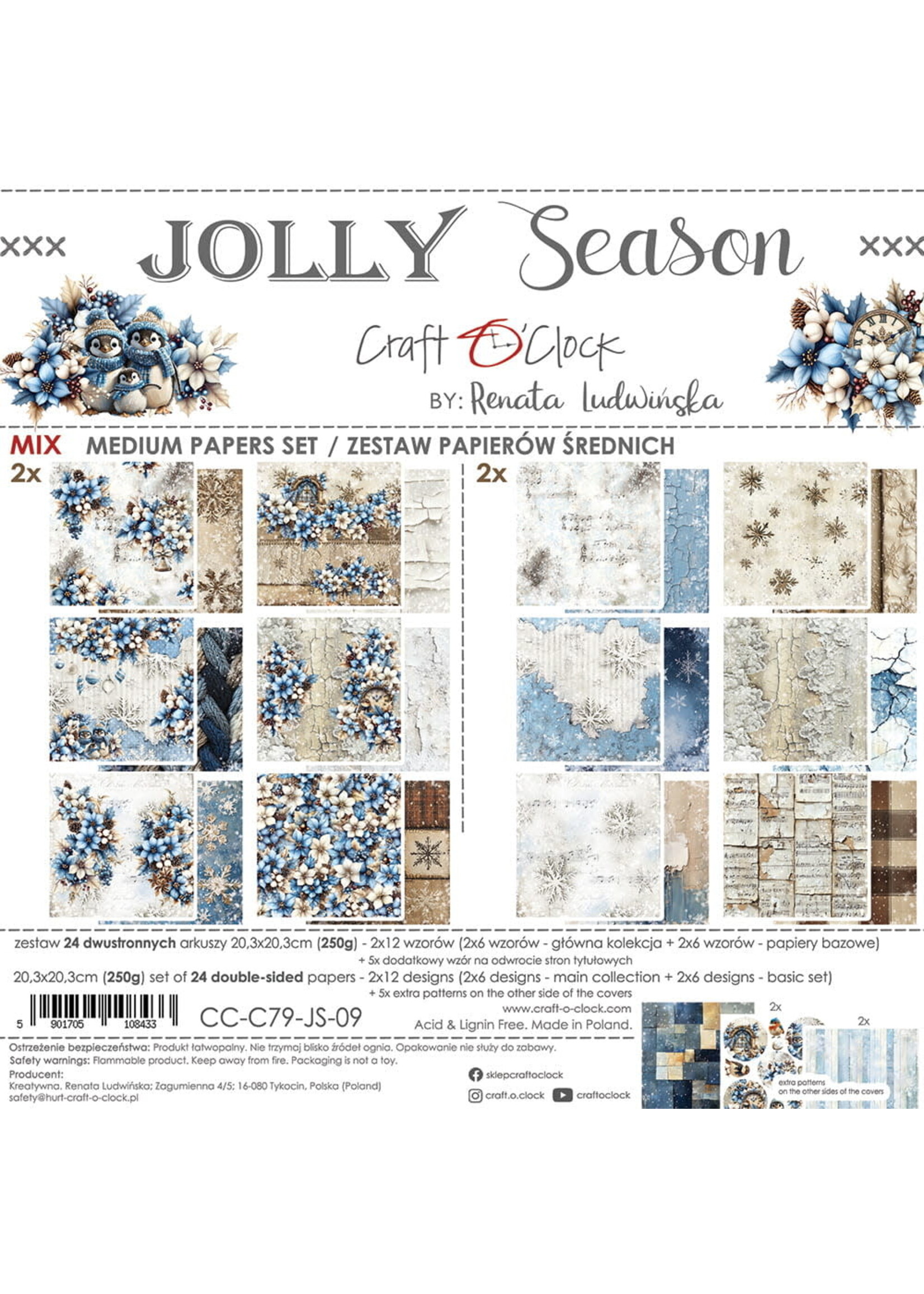 JOLLY SEASON - a set of papers 20,3x20,3cm - MIX