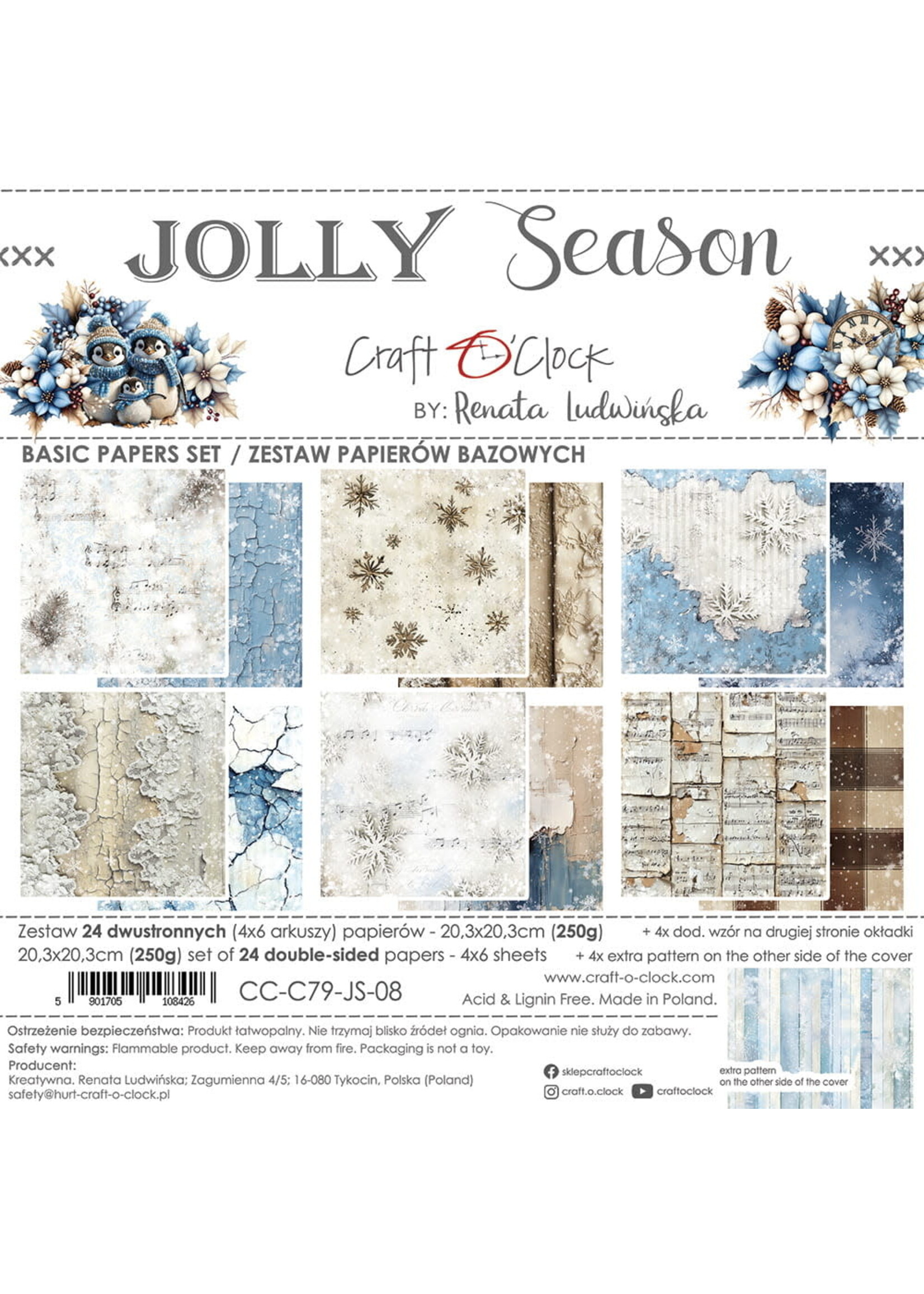 JOLLY SEASON - a set of papers 20,3x20,3cm - BASIC