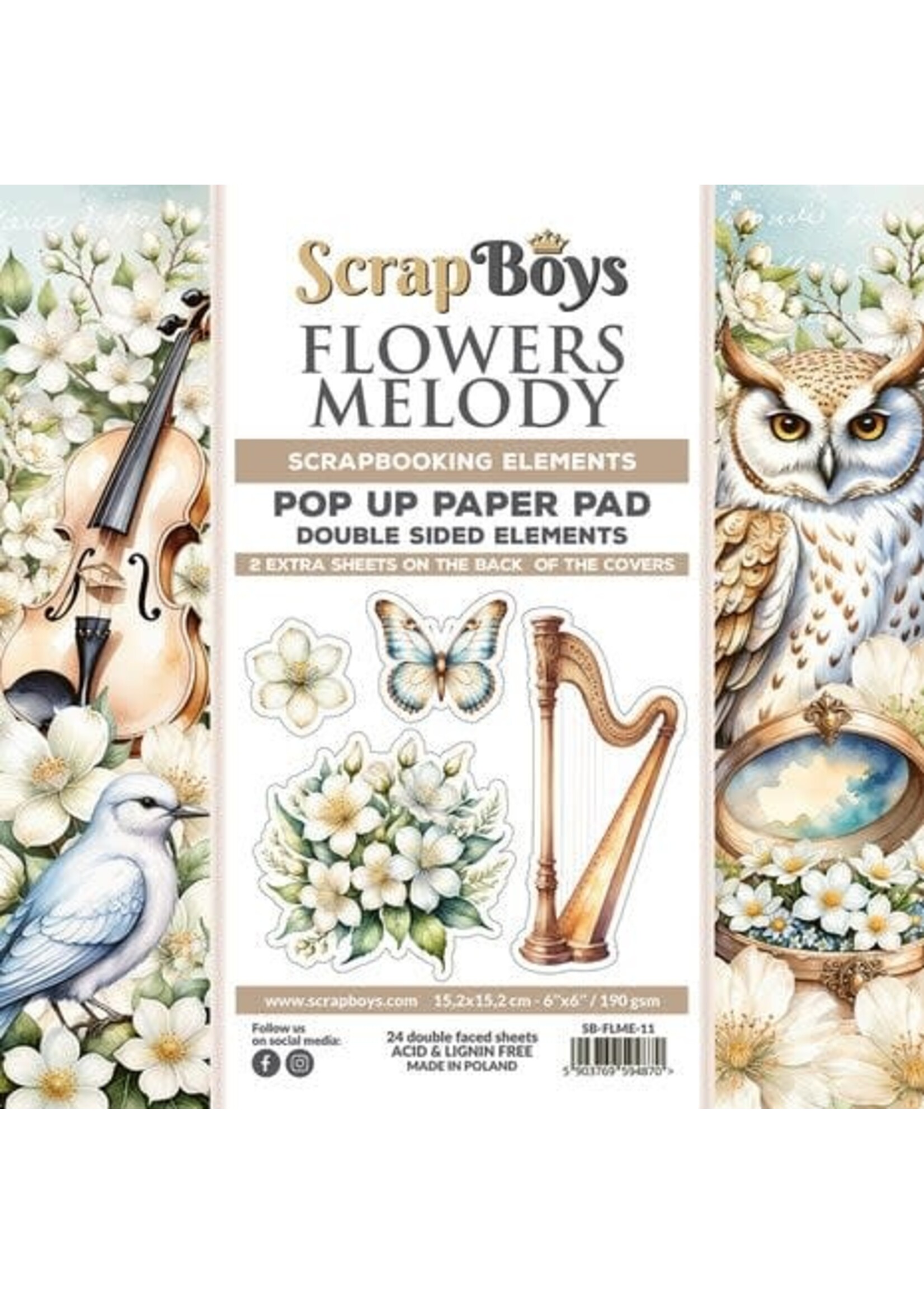 Flowers Melody 6x6 Inch Pop Up Paper Pad (SB-FLME-11)