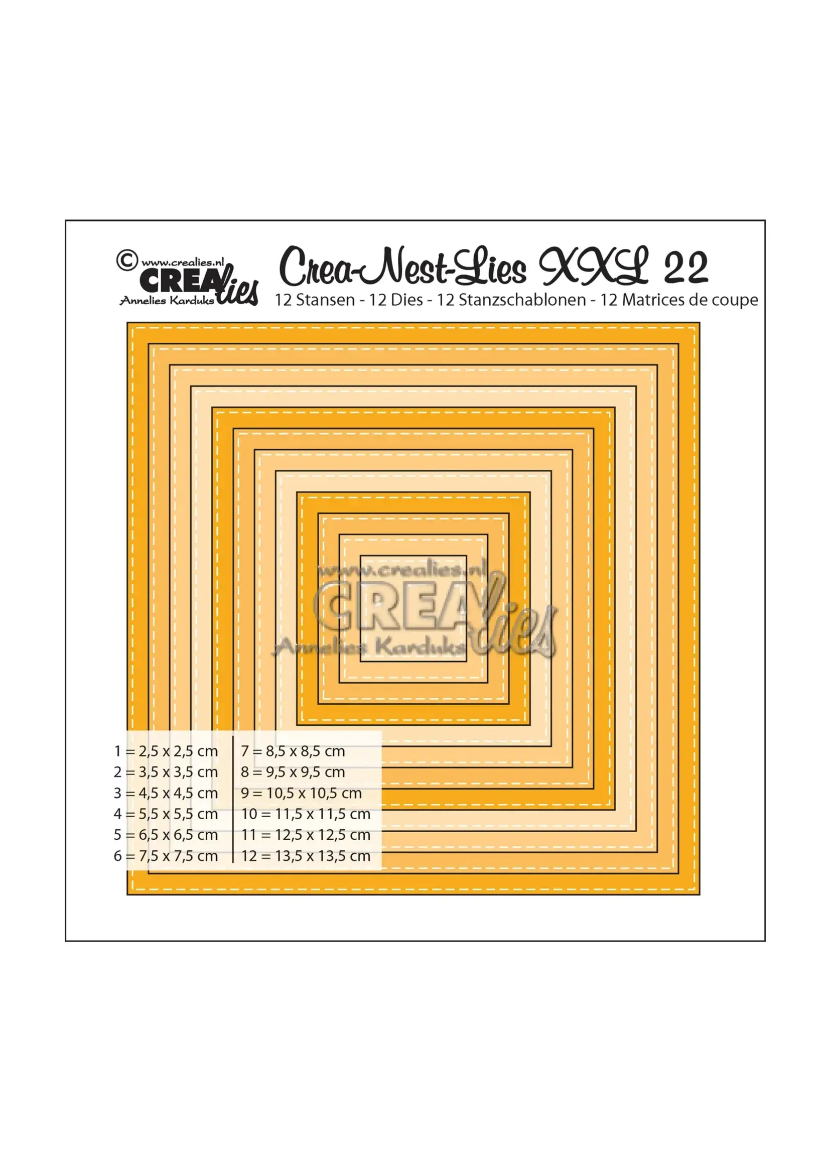 Crealies • Crea-Nest-Lies XXL snijmal no.22 Vierkanten CrealiesCLNESTXXL22