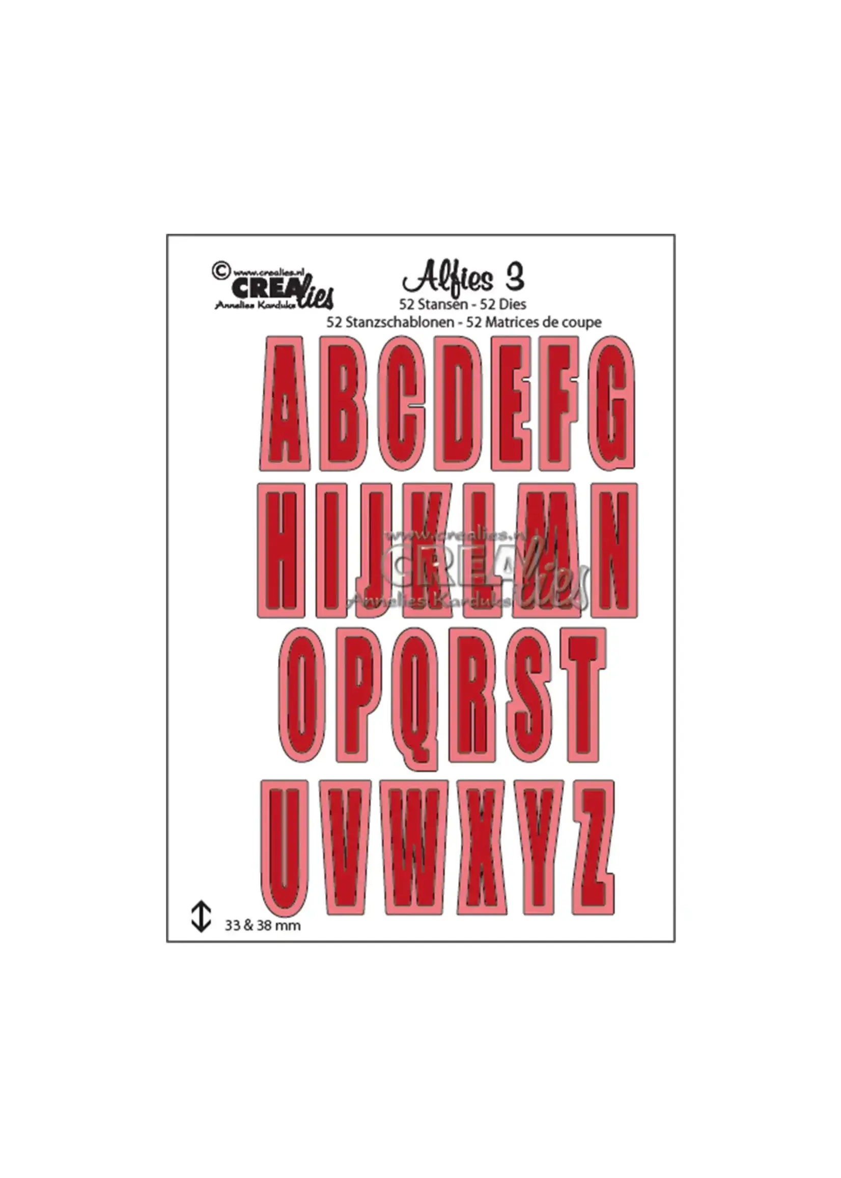 Crealies • Alfies snijmallen no.3 Hoofdletters schaduw Crealies CLALF03