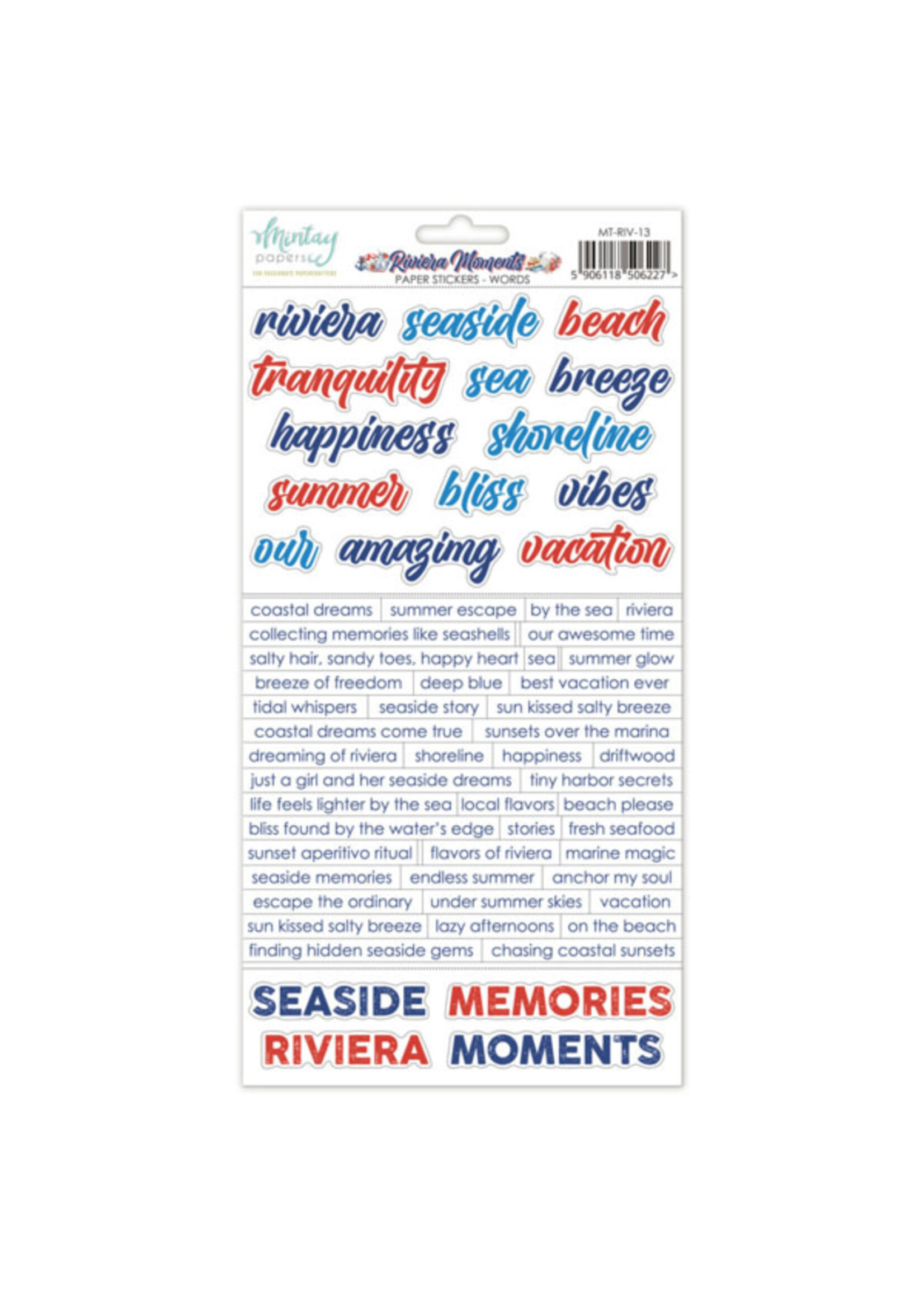 6 x 12 Paper Stickers - Riviera Moments - Words