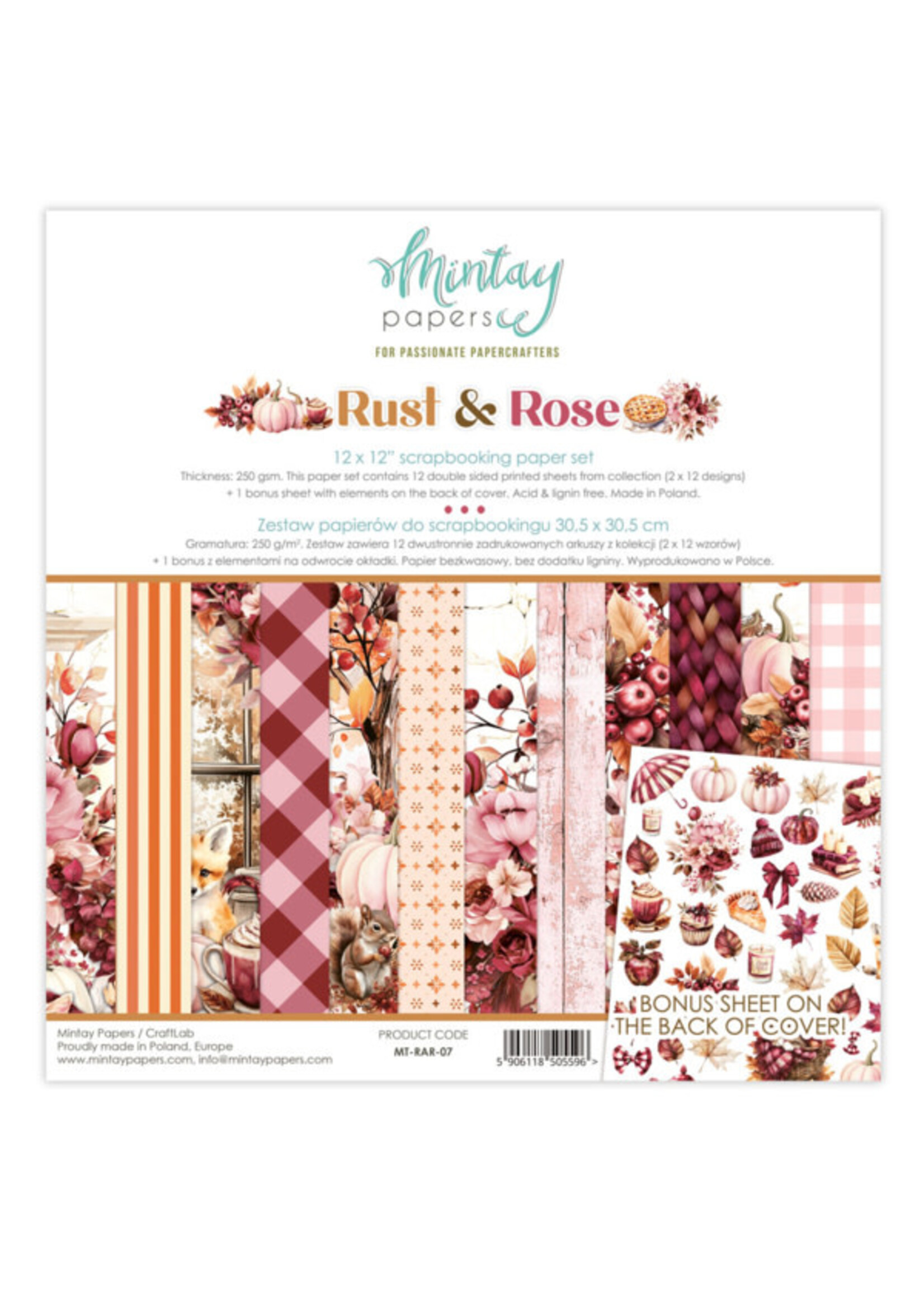 12 x 12 Paper Set - Rust & Rose