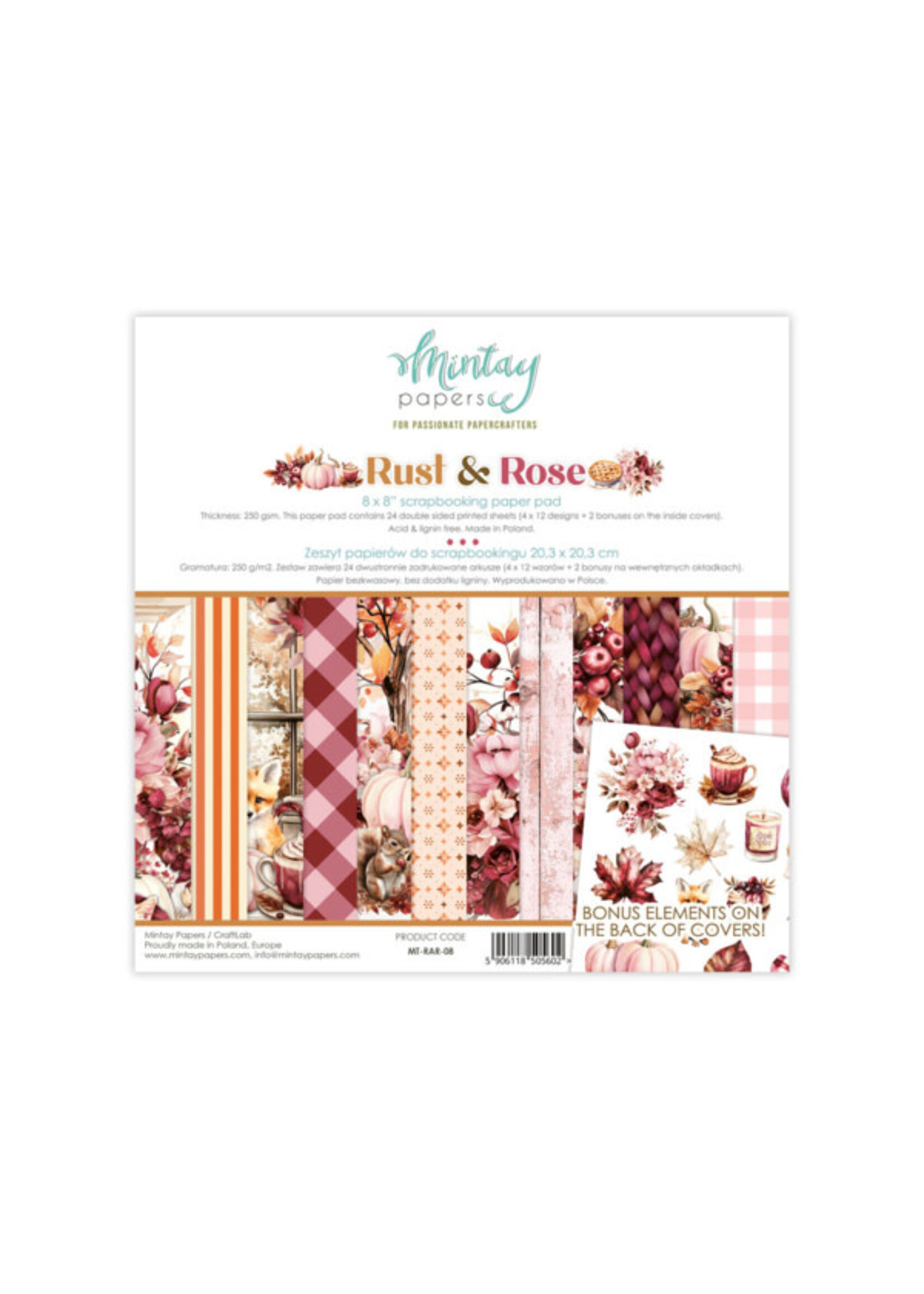 8 x 8 Paper Pad - Rust & Rose