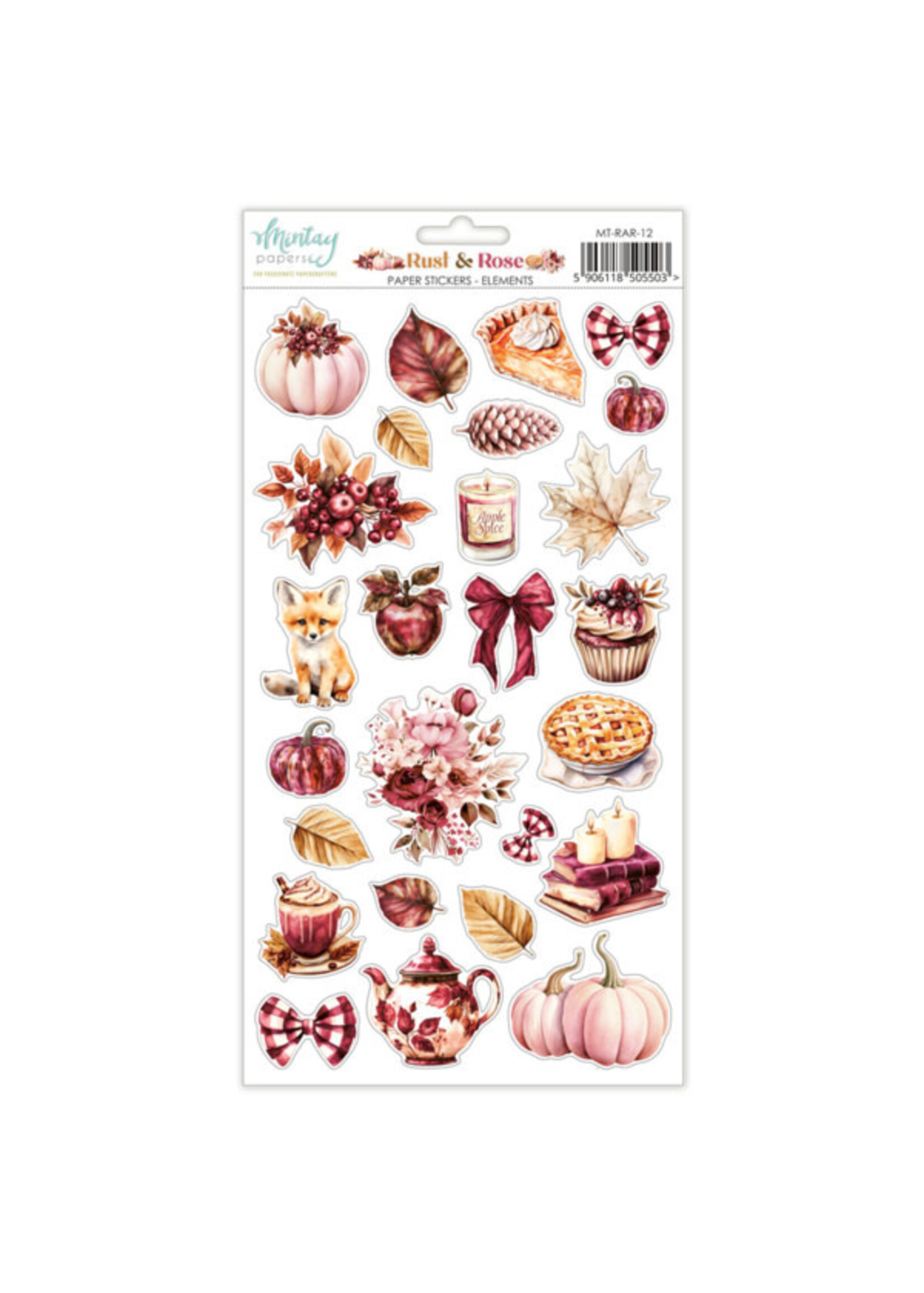 6 x 12 Paper Stickers - Rust & Rose - Elements