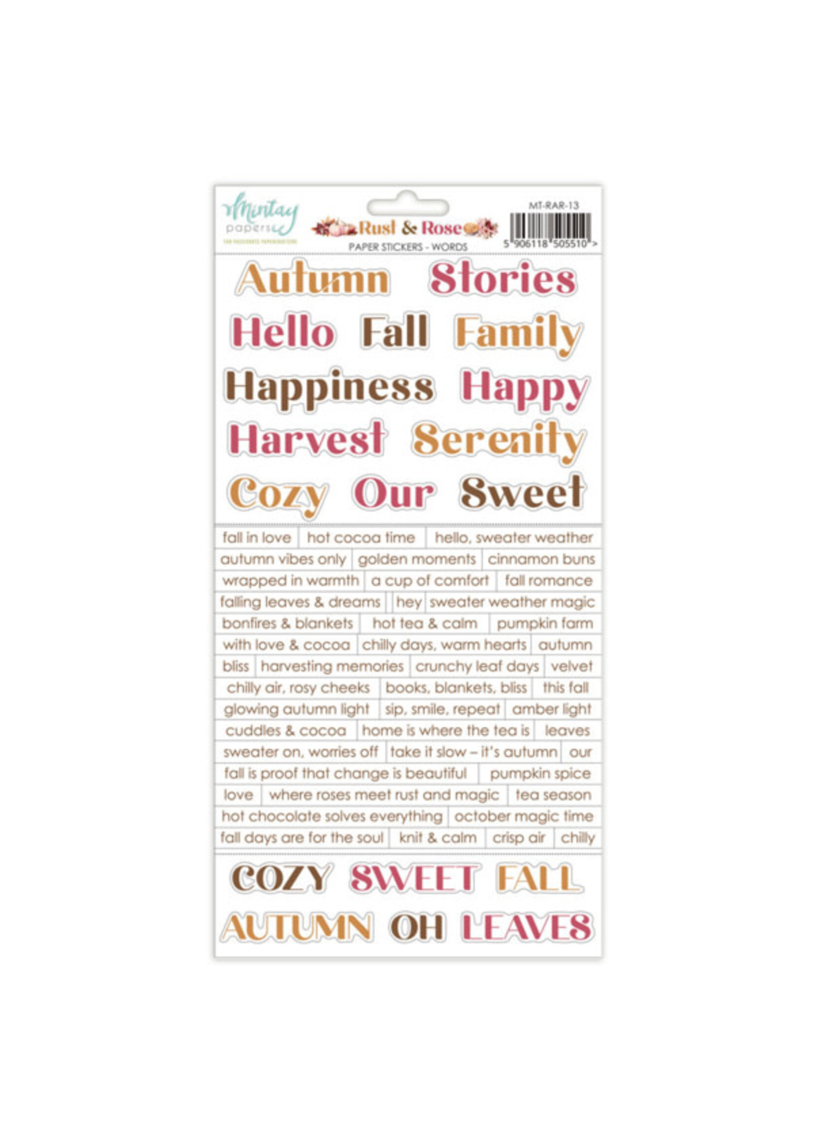 6 x 12 Paper Stickers - Rust & Rose - Words