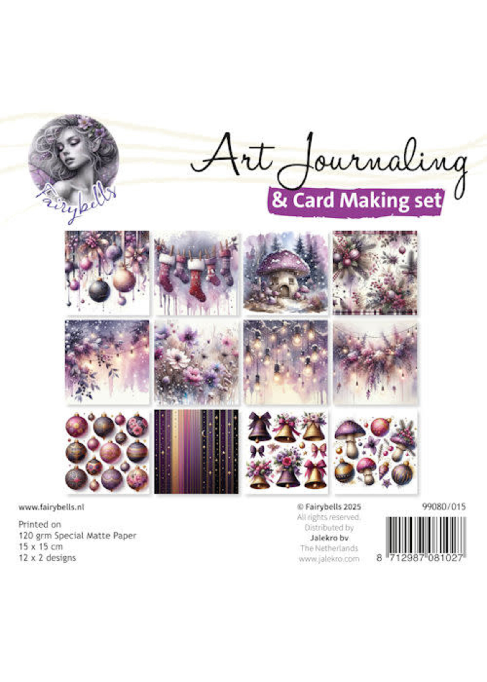 Art Journaling & Card Making Backgrounds Set Kerst paars