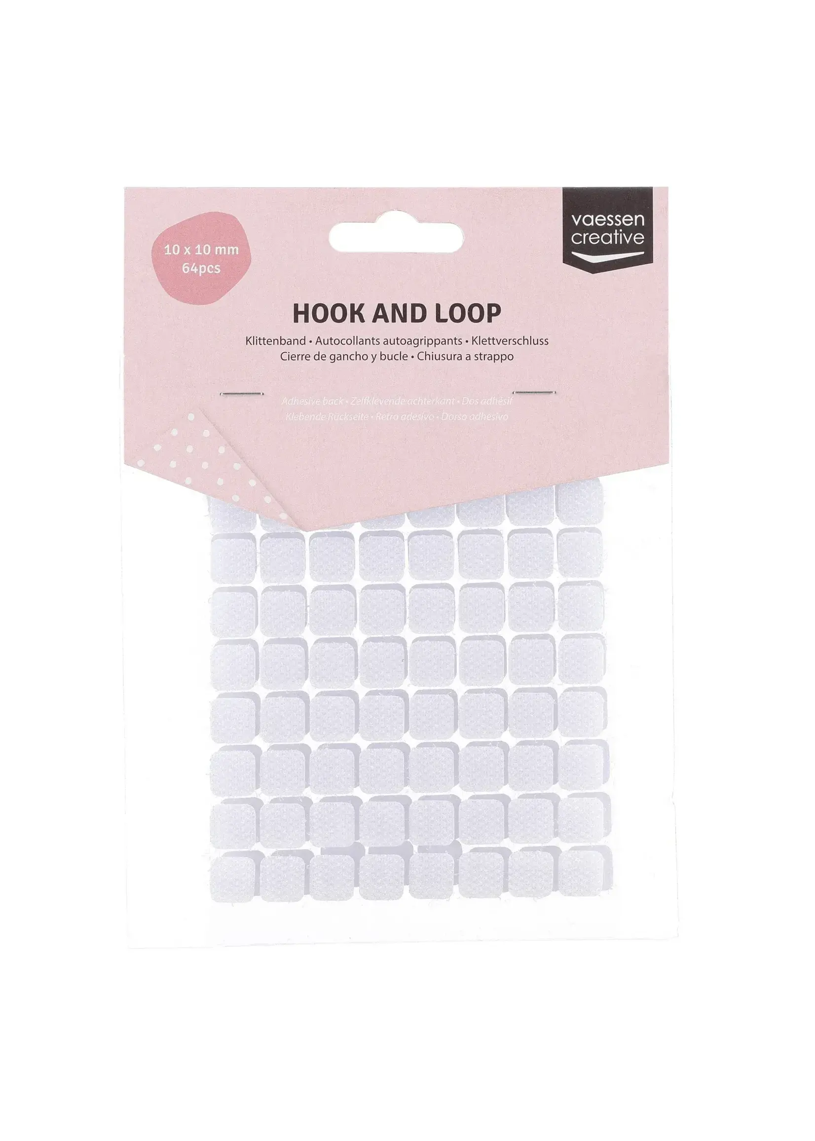 Vaessen Creative • Klittenband Zelfklevende Achterkant 10x10mm 64pcs Vaessen Creative 1009-013