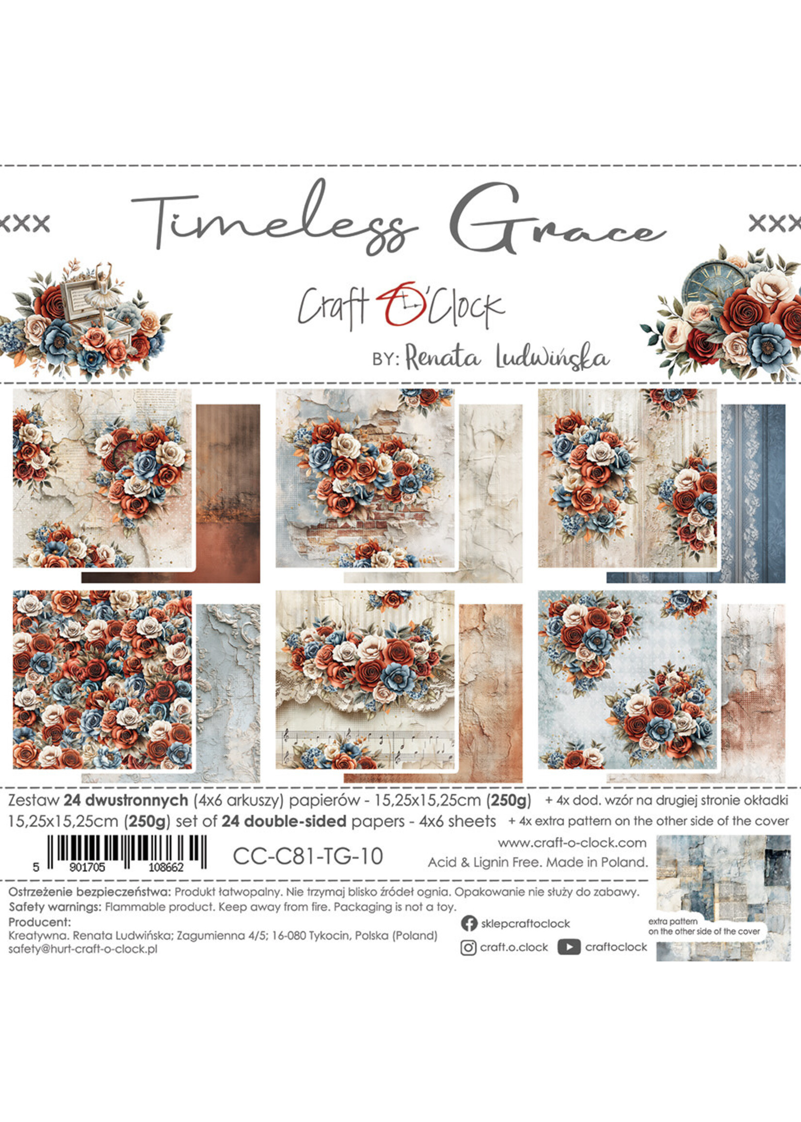 TIMELESS GRACE - a set of papers 15,25x15,25cm