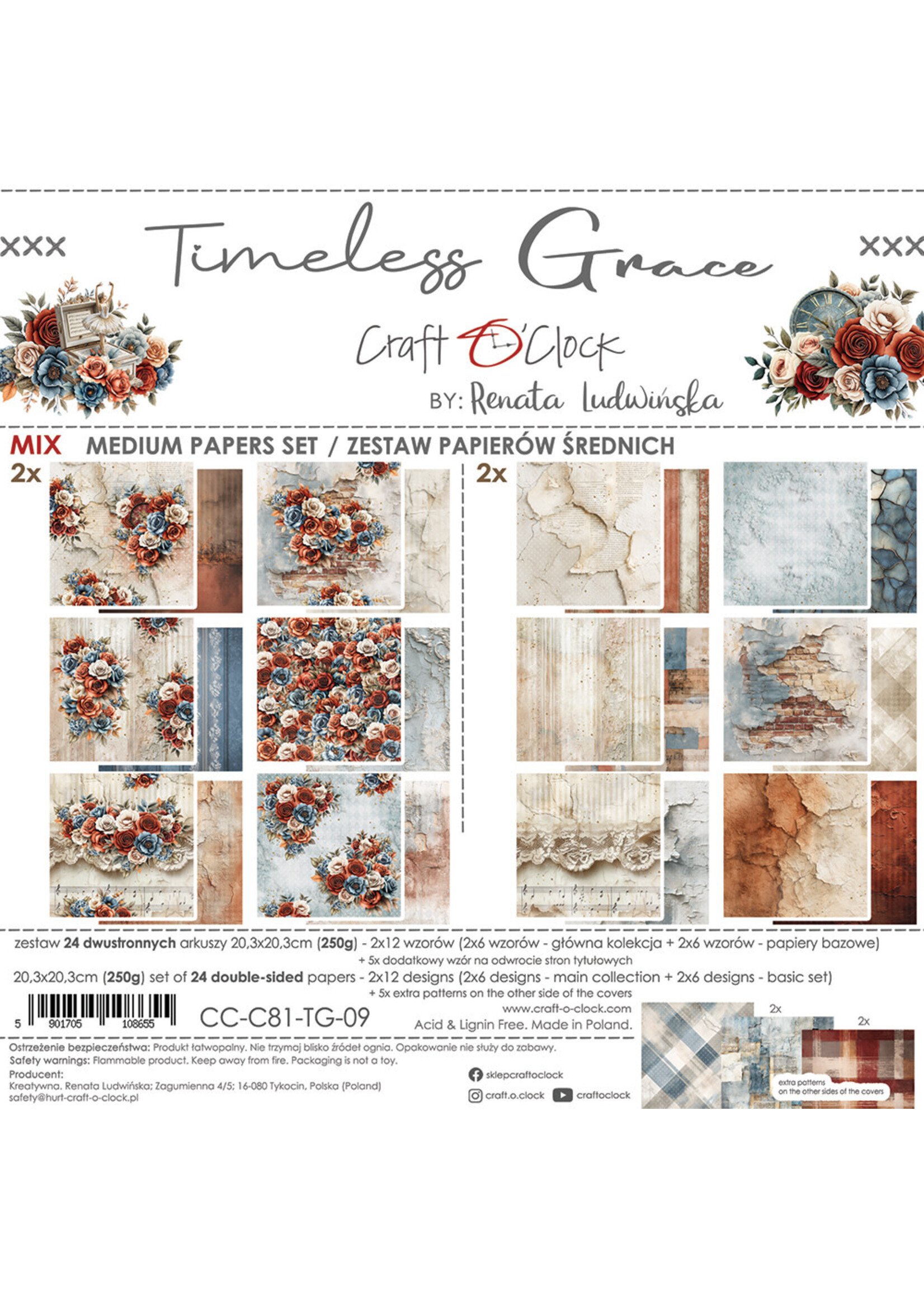 TIMELESS GRACE - a set of papers 20,3x20,3cm - MIX