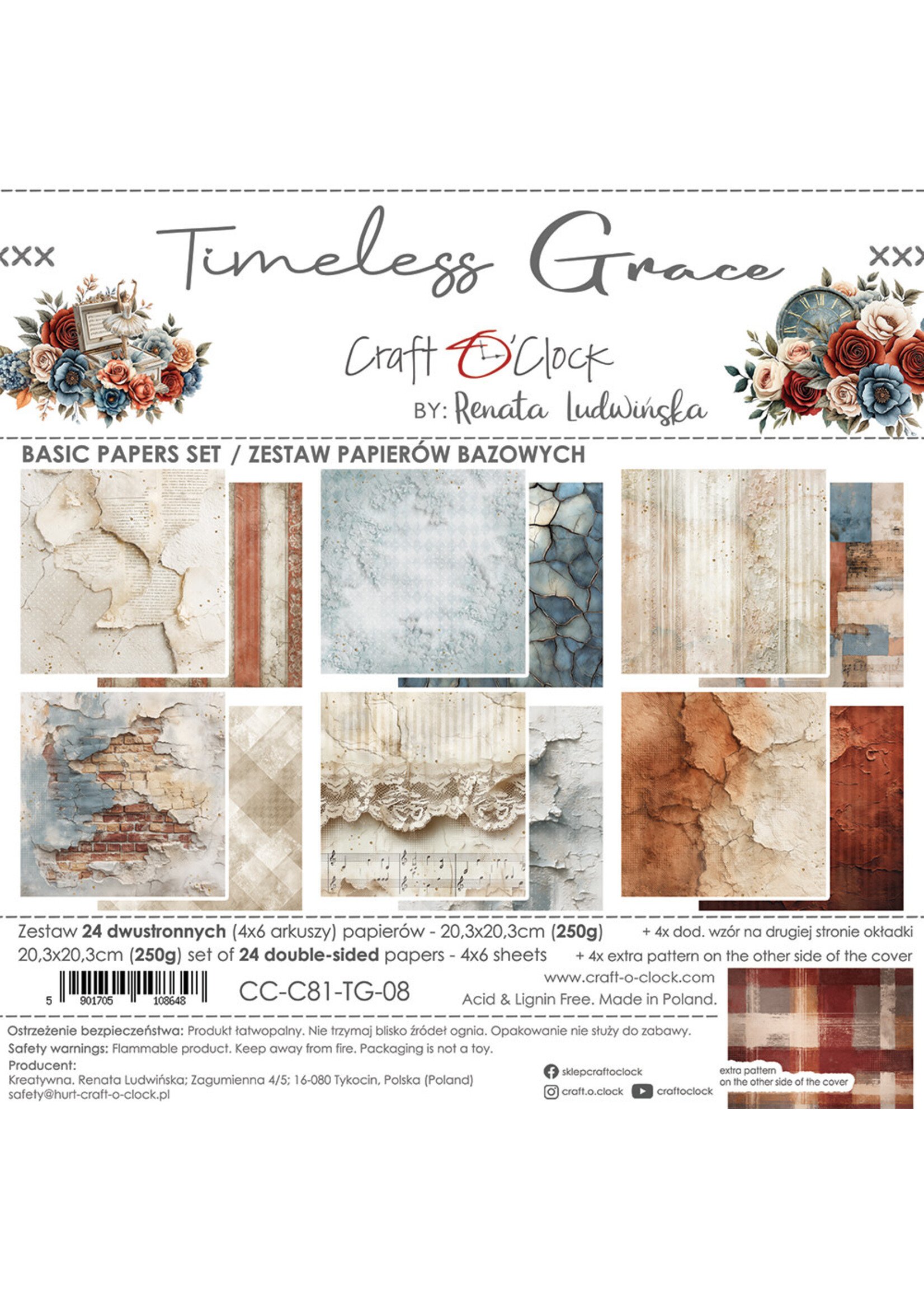 TIMELESS GRACE - a set of papers 20,3x20,3cm - BASIC