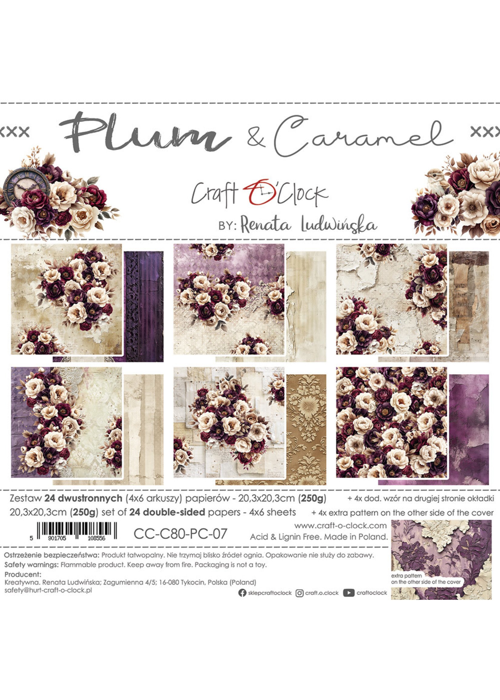 PLUM & CARAMEL - a set of papers 20,3x20,3cm