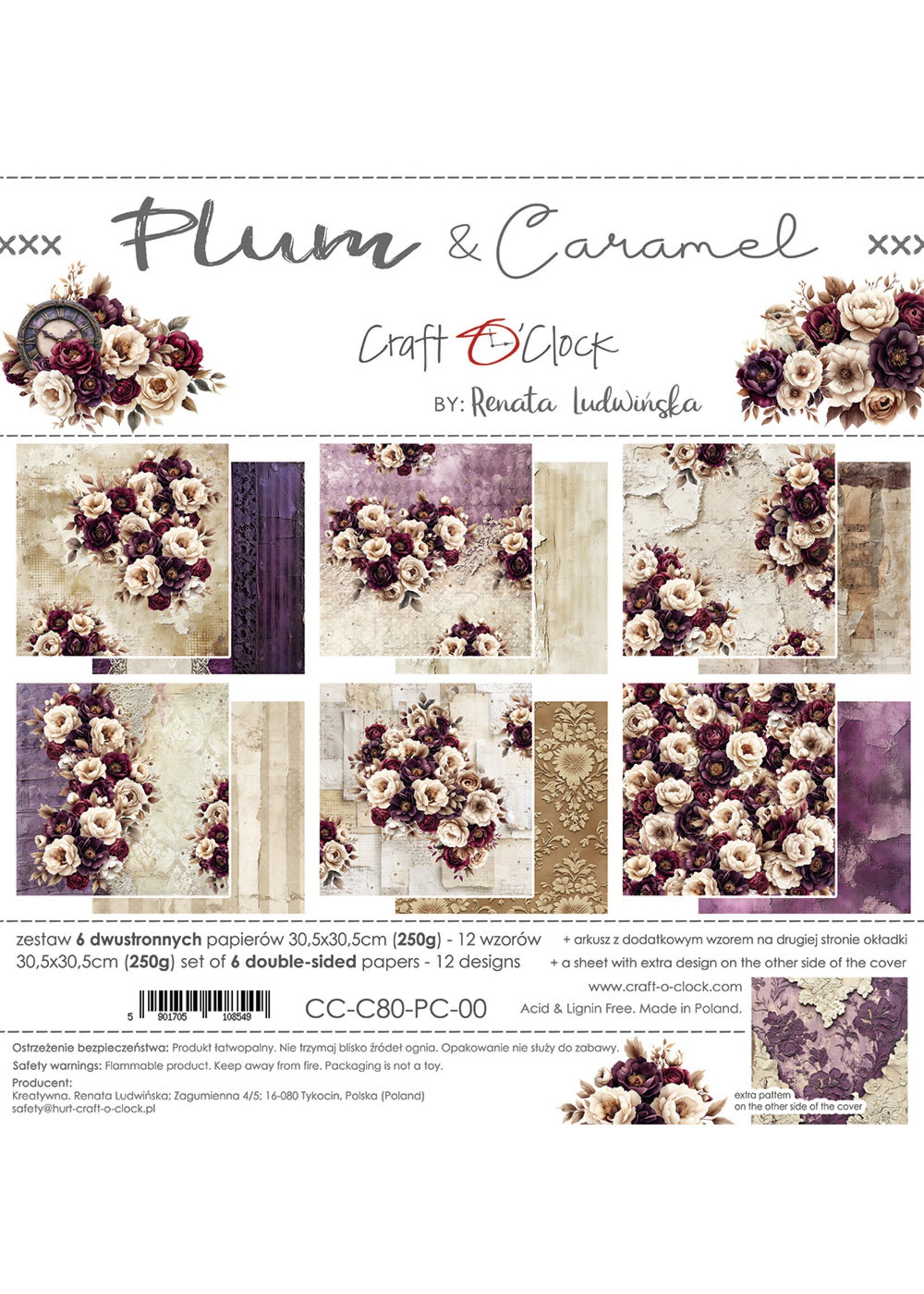 PLUM & CARAMEL - a set of papers 30,5x30,5cm