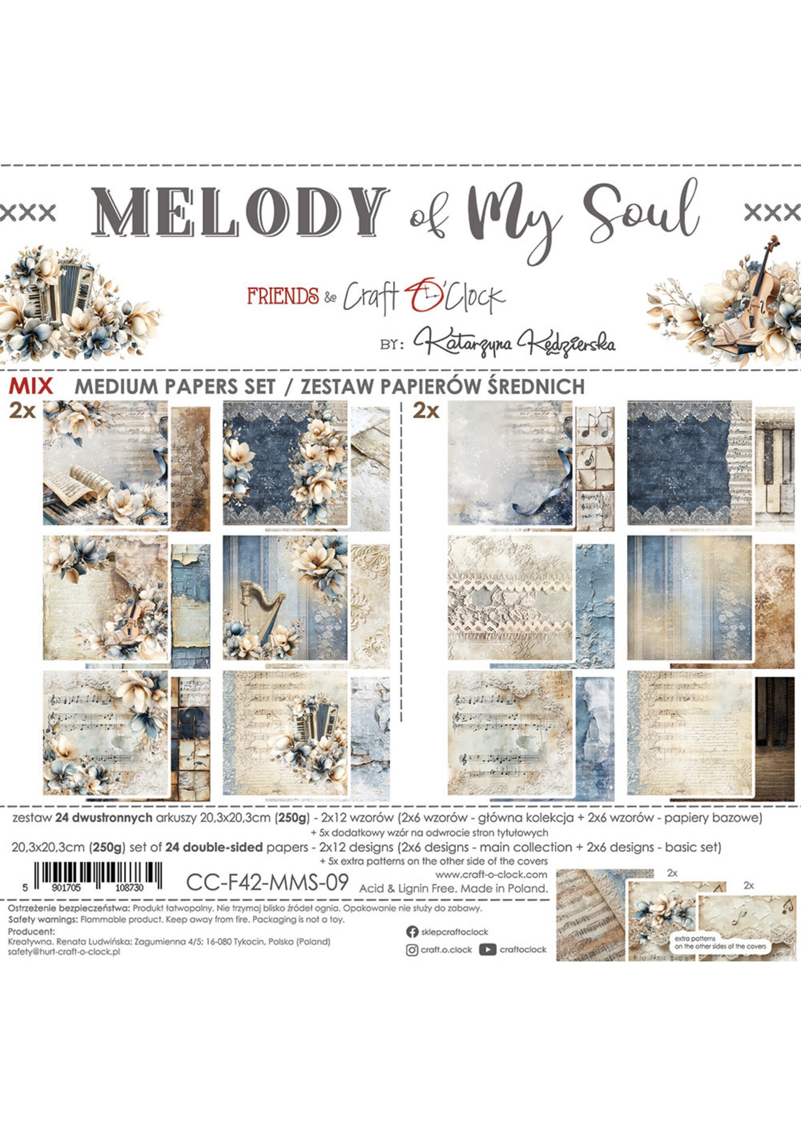 MELODY OF MY SOUL - a set of papers 20,3x20,3cm - MIX