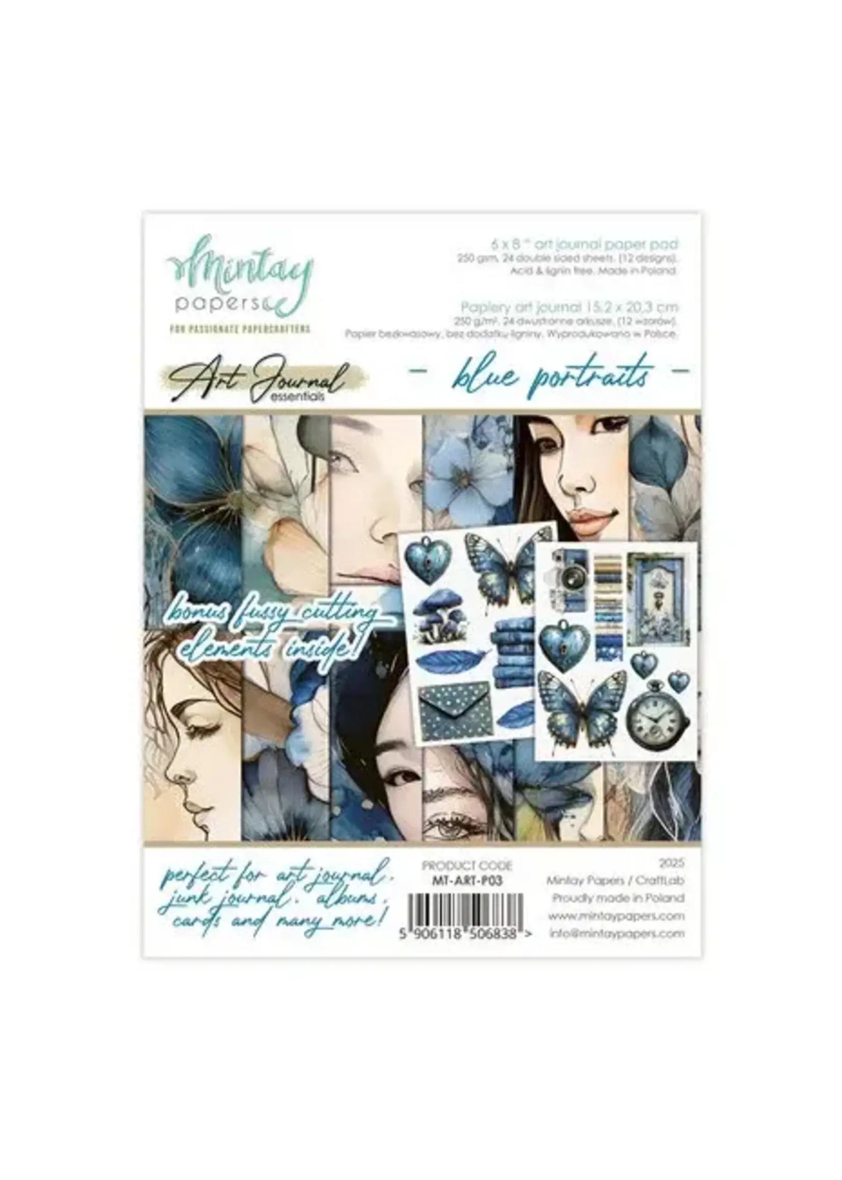 Mintay Art Journal Paper Pad 6x8 Inch Blue Portraits (MT-ART-P03)