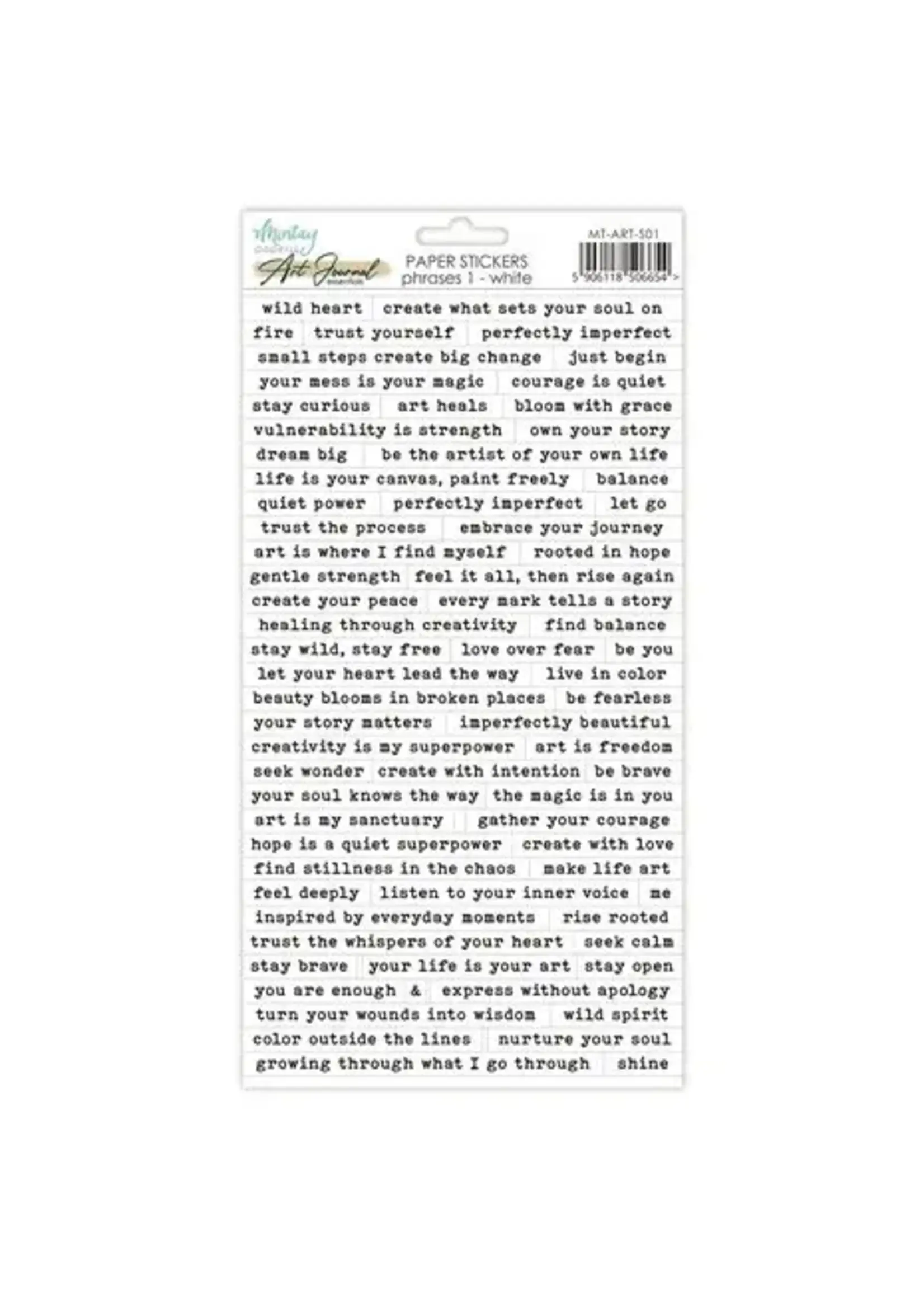 Art Journal Paper Stickers 6x12 Inch Phrases 1 White (MT-ART-S01)