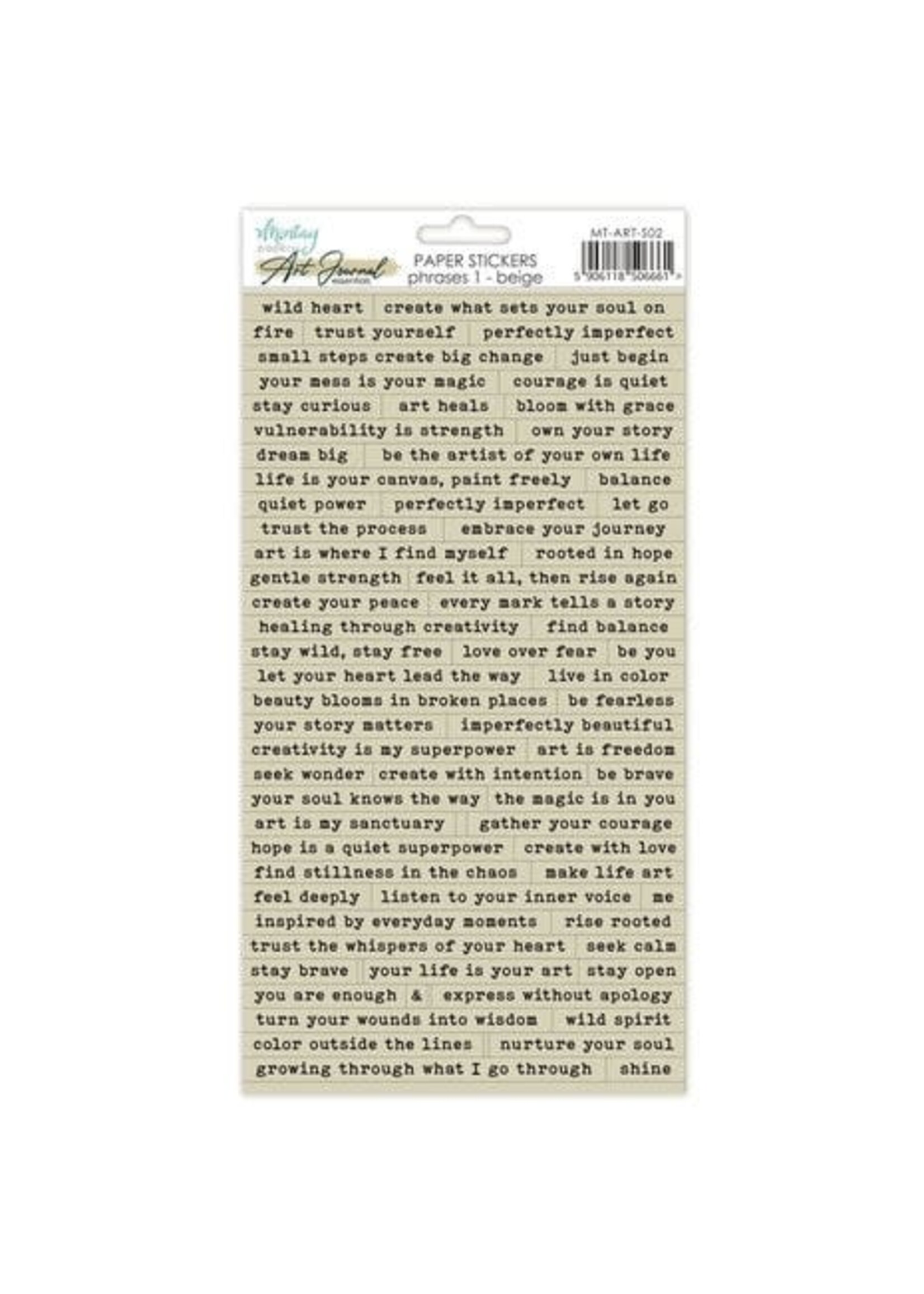 Art Journal Paper Stickers 6x12 Inch Phrases 1 Beige (MT-ART-S02)