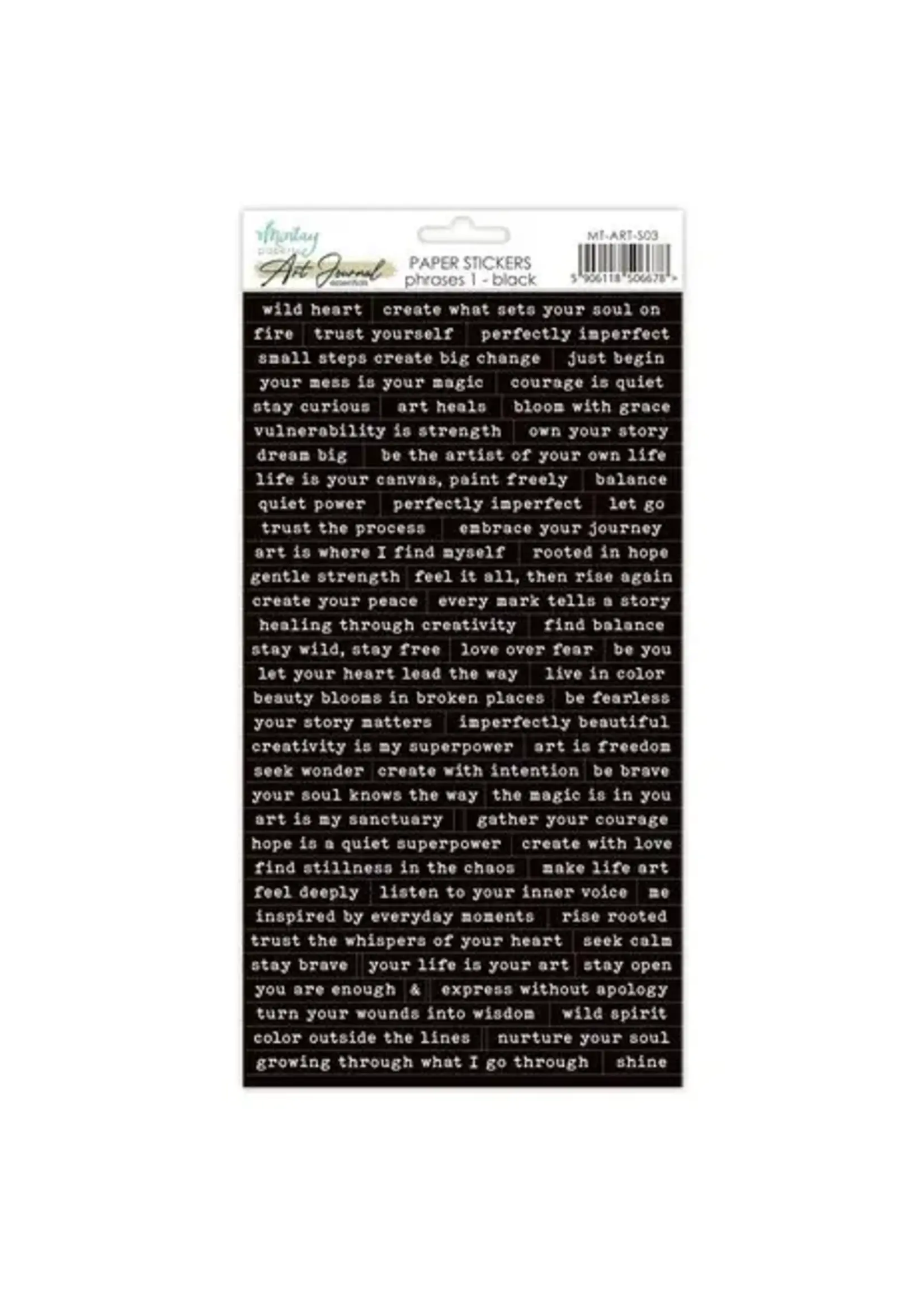 Art Journal Paper Stickers 6x12 Inch Phrases 1 Black (MT-ART-S03)