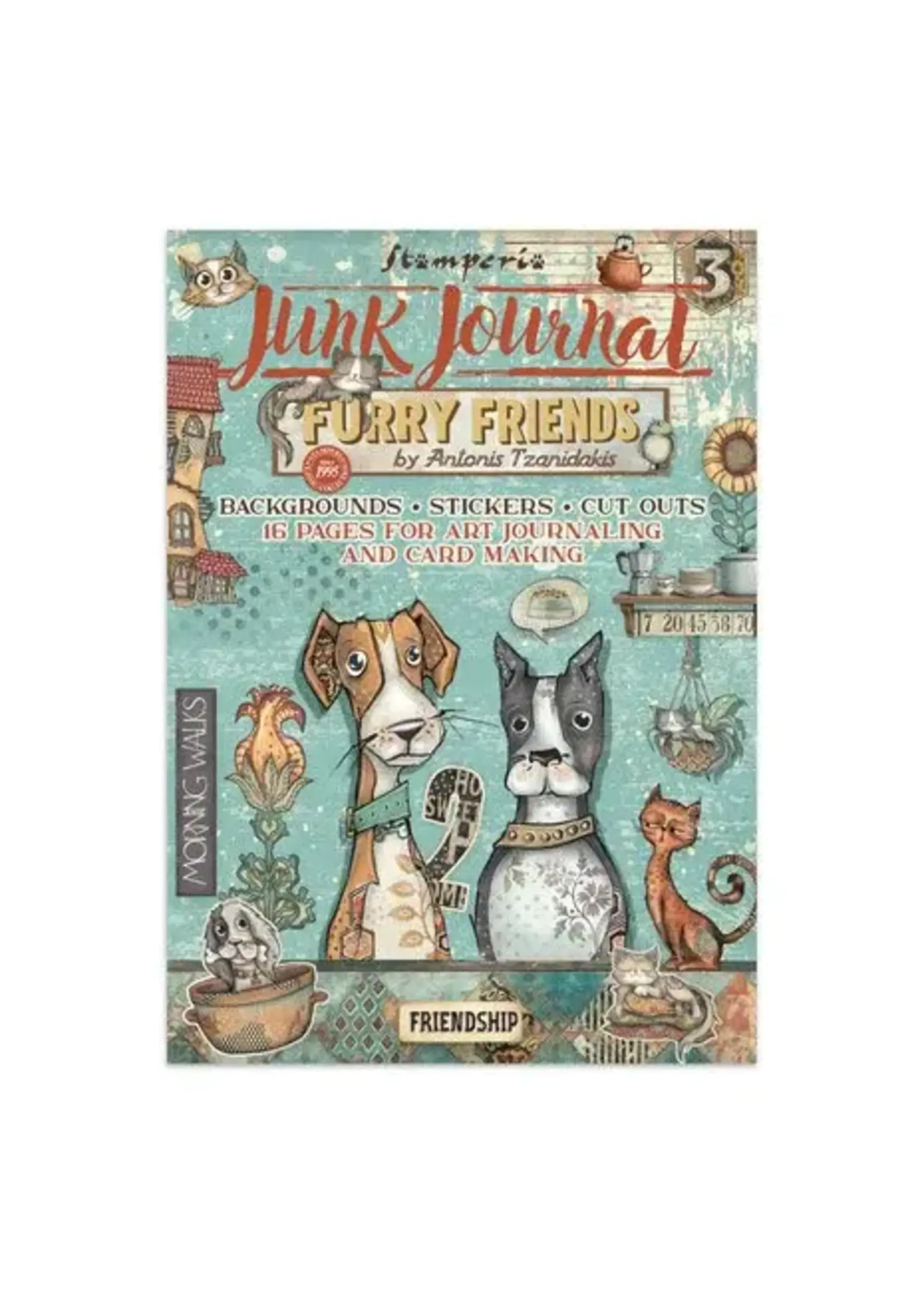 Furry Friends Junk Journal Stickers, Backgrounds, Cut-Outs (SBJK07)