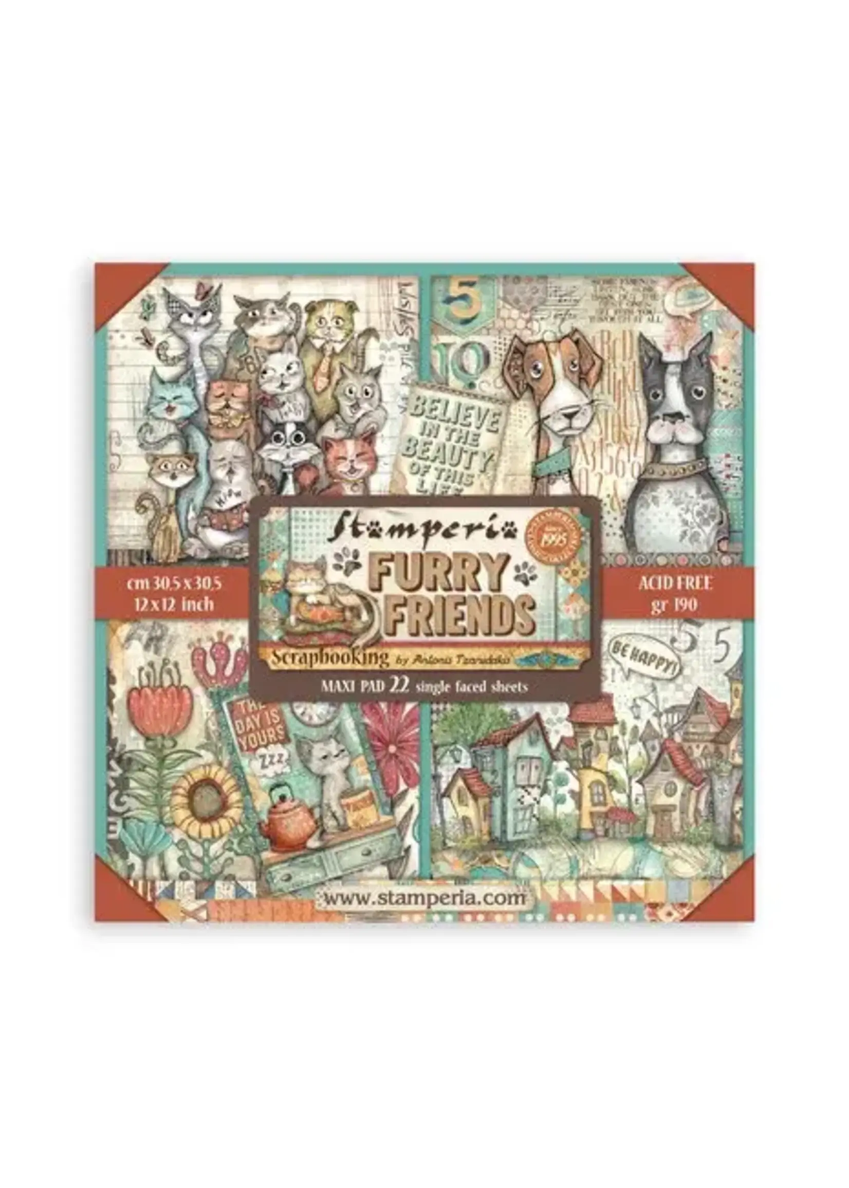 Furry Friends 12x12 Inch Maxi Paper Pack (Single Face) (SBBXLB30)