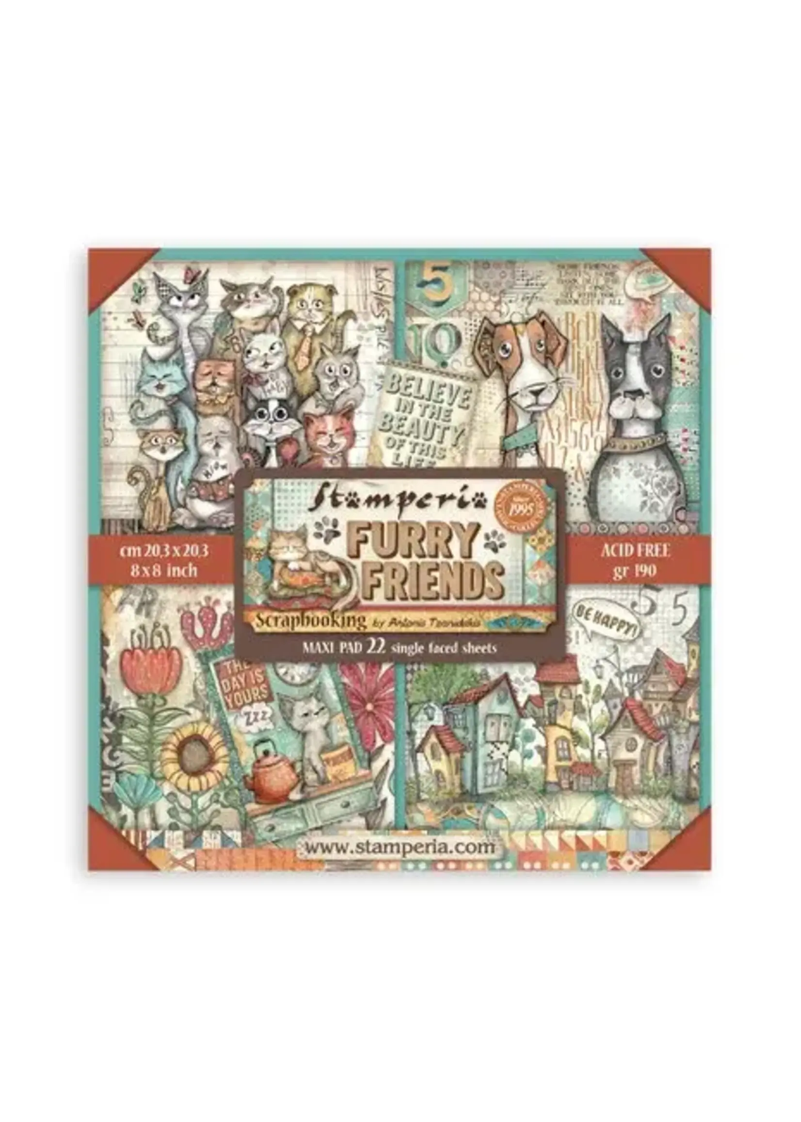 Furry Friends 8x8 Inch Maxi Paper Pack (Single Face) (SBBSXB18)