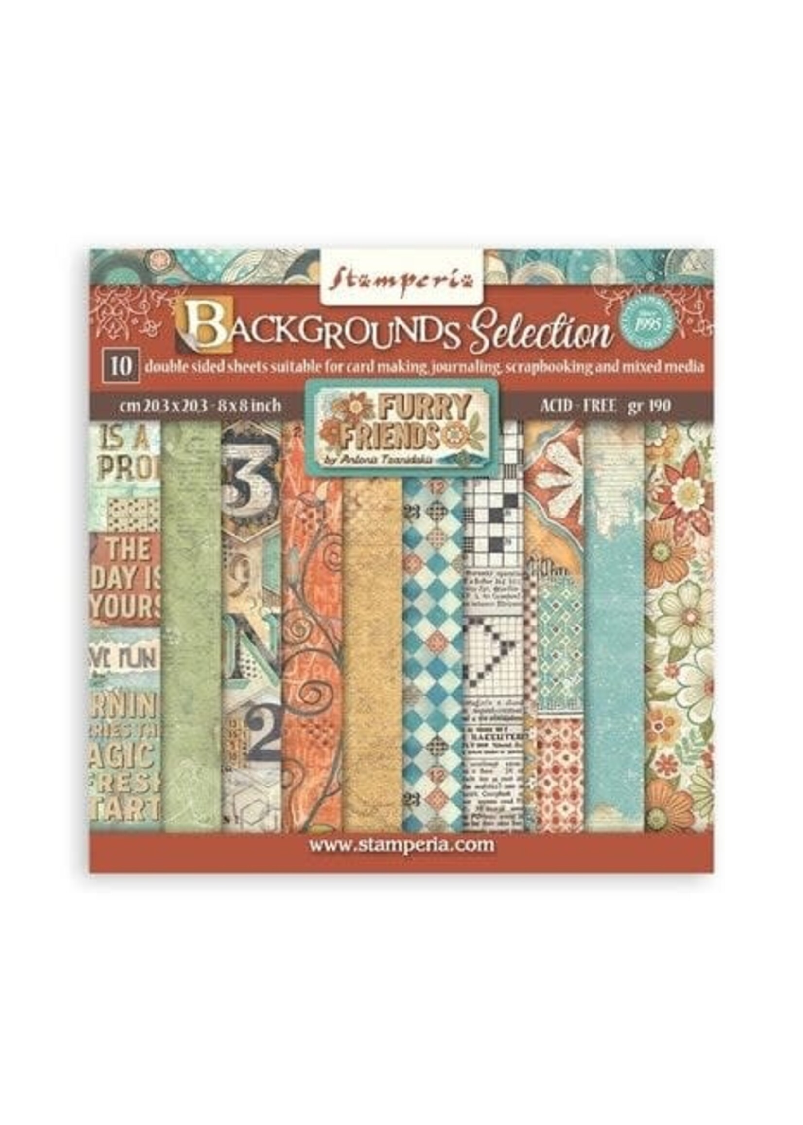 Furry Friends 8x8 Inch Paper Pack Maxi Backgrounds Selection (SBBS133)