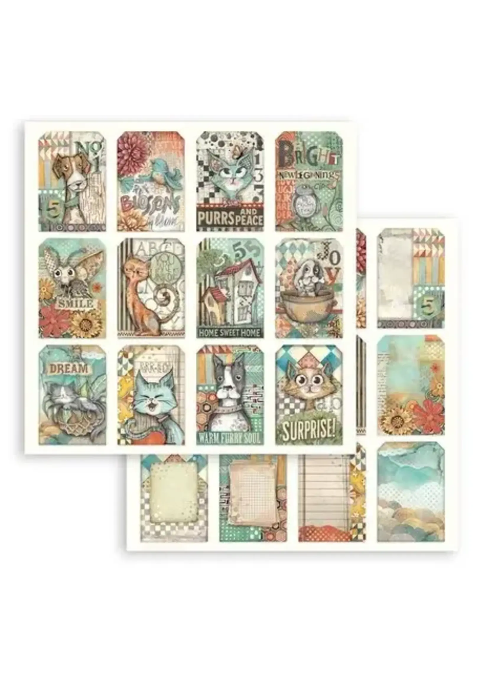 Furry Friends 12x12 Inch Paper Sheet Tags (1pcs) (SBB1103)