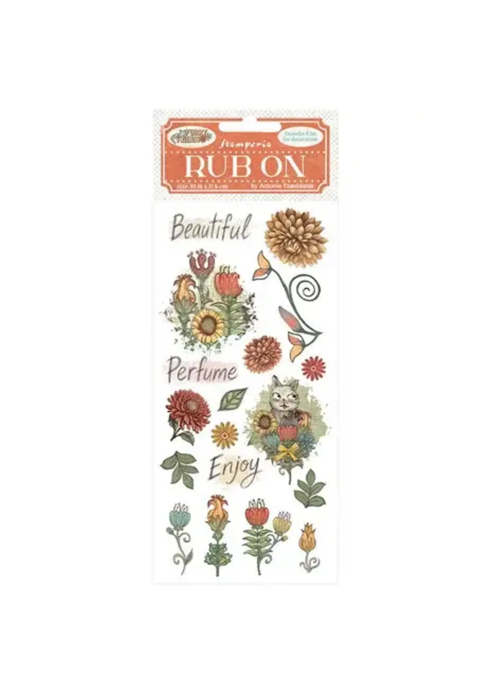 Furry Friends Rub-On 4x8,5 Inch Flowers (DFLRB200)