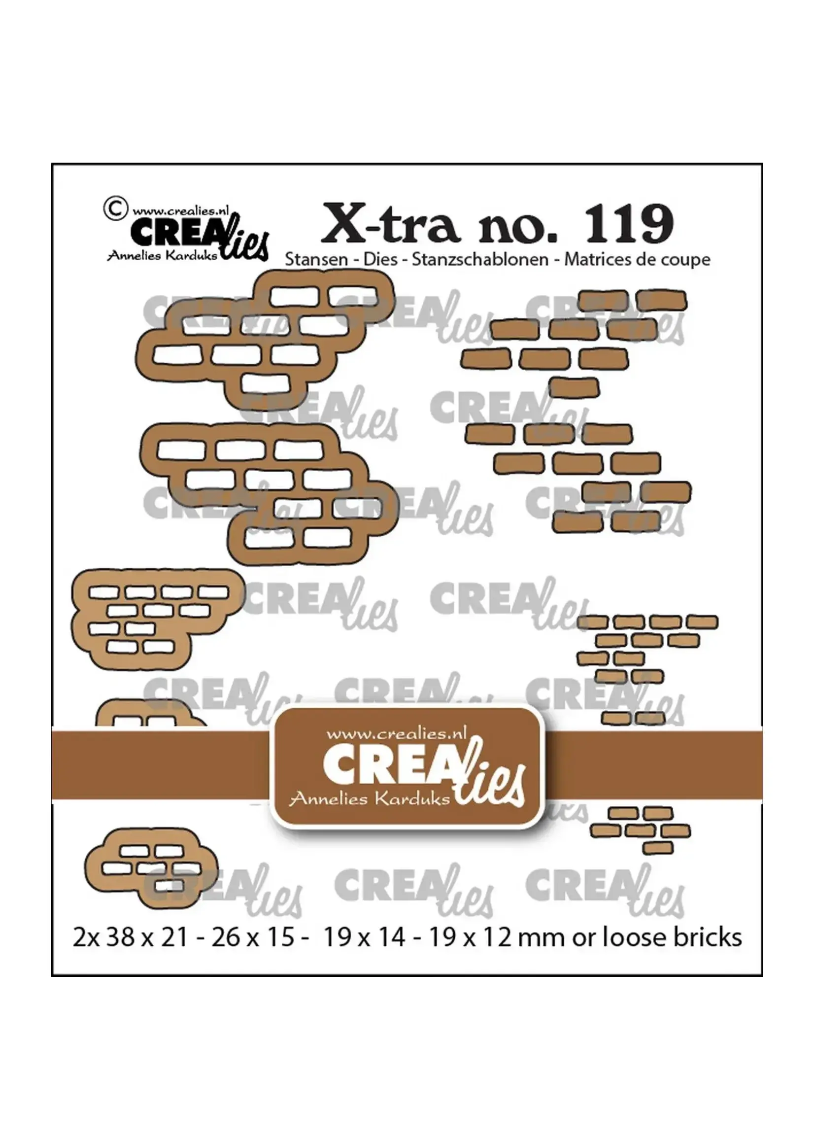 Crealies • Xtra Stenen Muurtje met Losse Bakstenen Klein & Midden Crealies CLXTRA119