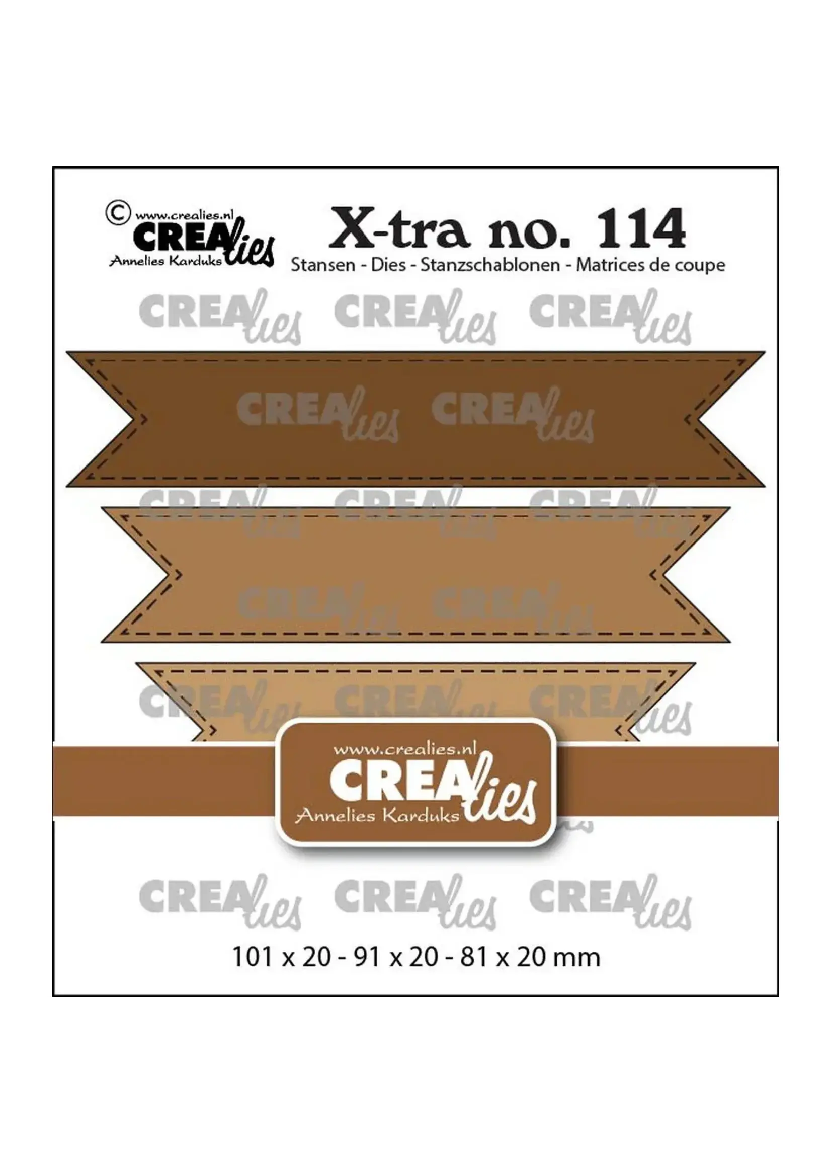 Crealies • Xtra Dubbele Vaandels met Stiksteeklijn Crealies CLXTRA114