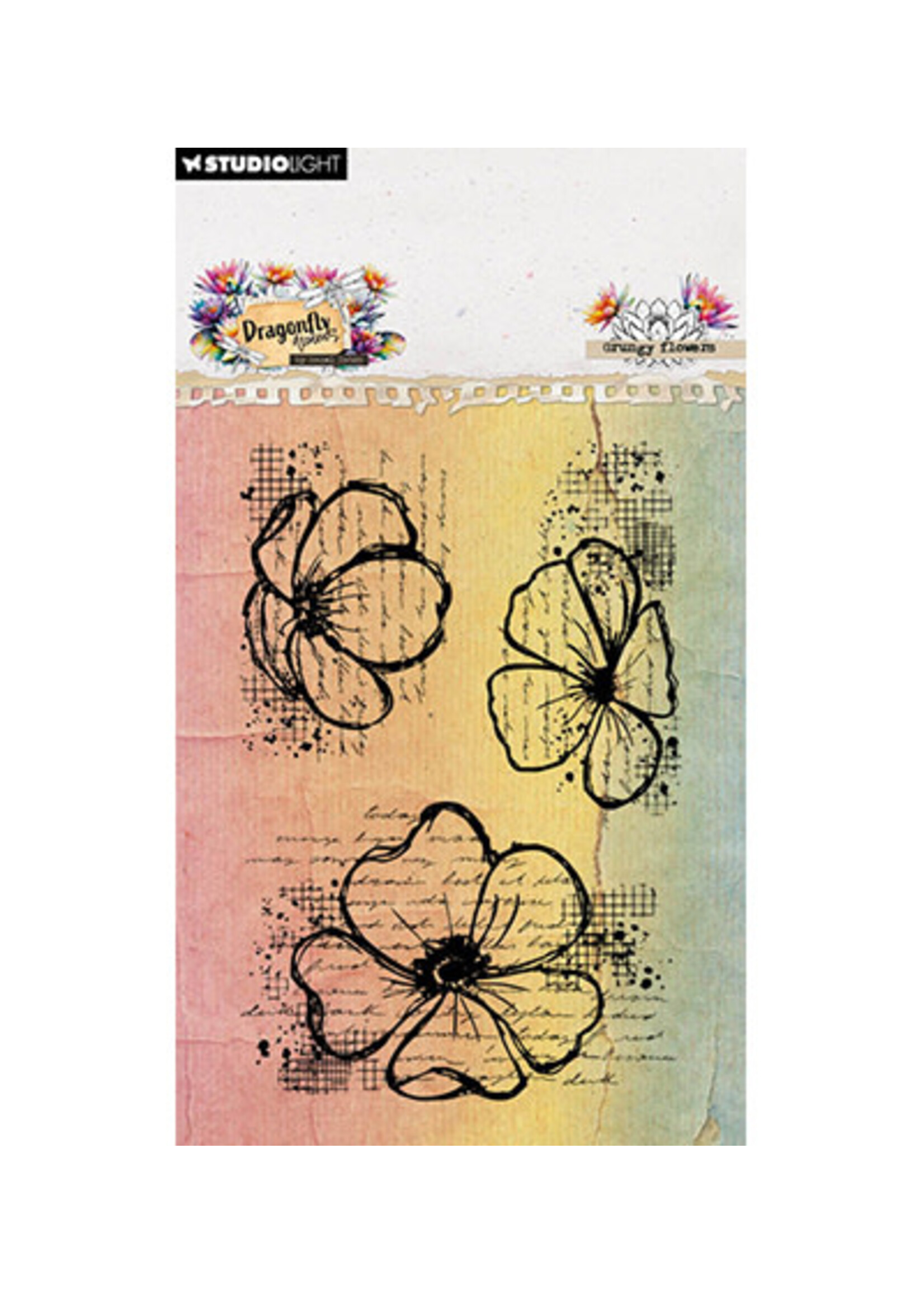 HE-DD-STAMP908 - Grungy flowers Dragonfly Dreams nr. 908
