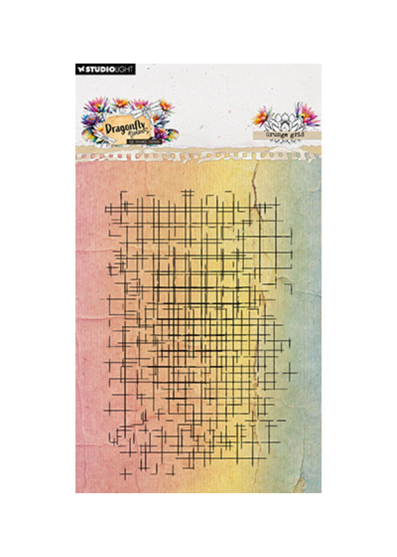 HE-DD-STAMP906 - Grunge grid Dragonfly Dreams nr. 906