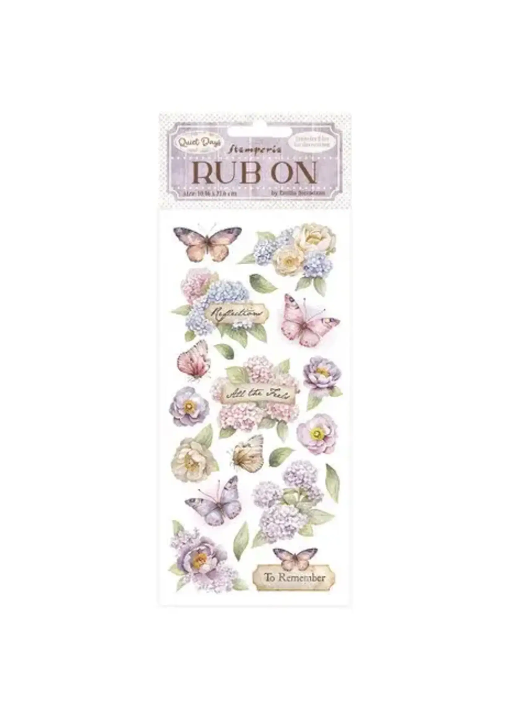 Quiet Days Rub-On 8,33x2,36 Inch Hydrangea and Butterfly (DFLRB202)