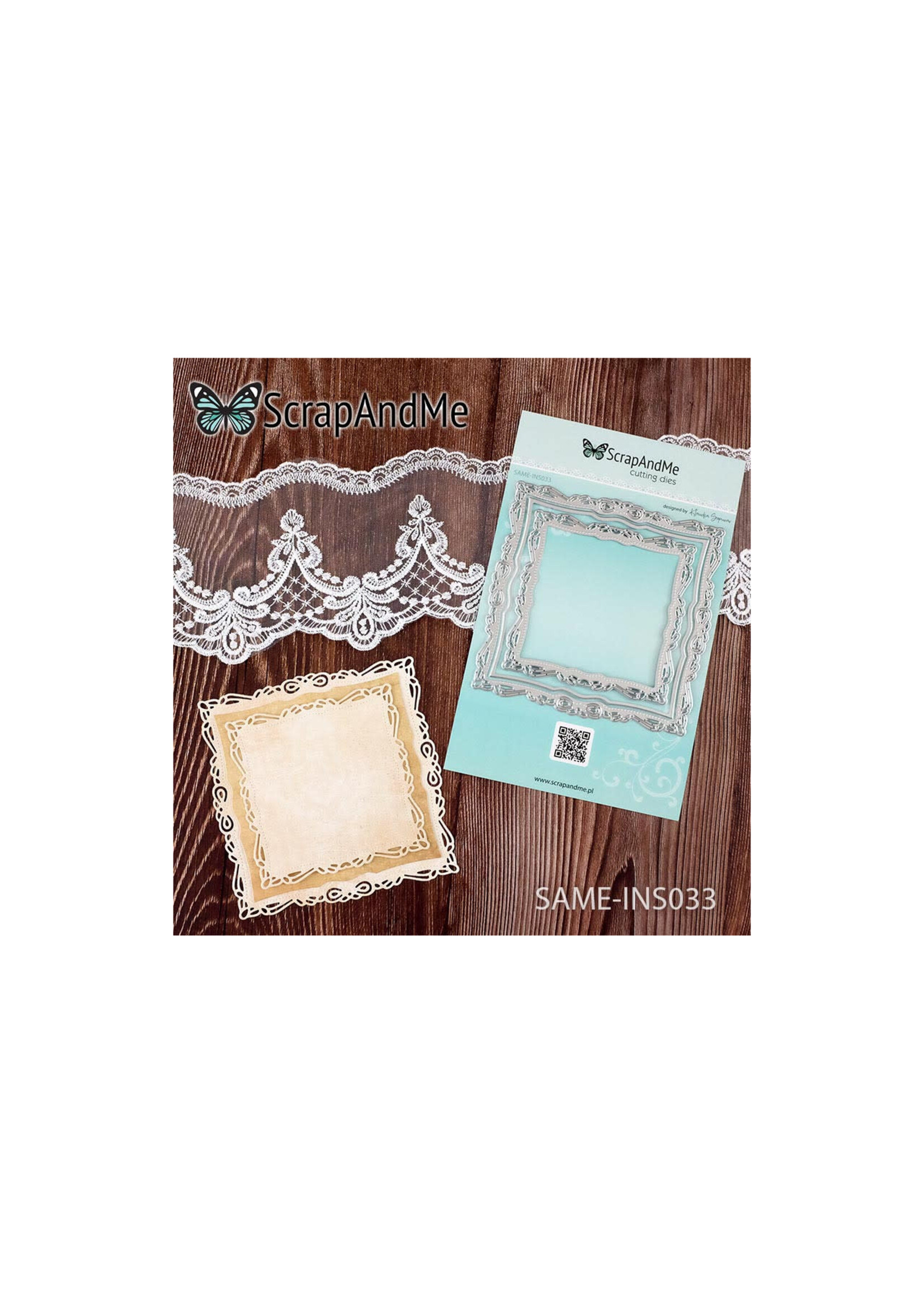 Card Background Squares SAME-INS033 Cutting Die   Sizes of the cut elements: ca. 13.7cm x 13.7cm, 11.4cm x 11.4cm, 10.3cm x 10.3 cm