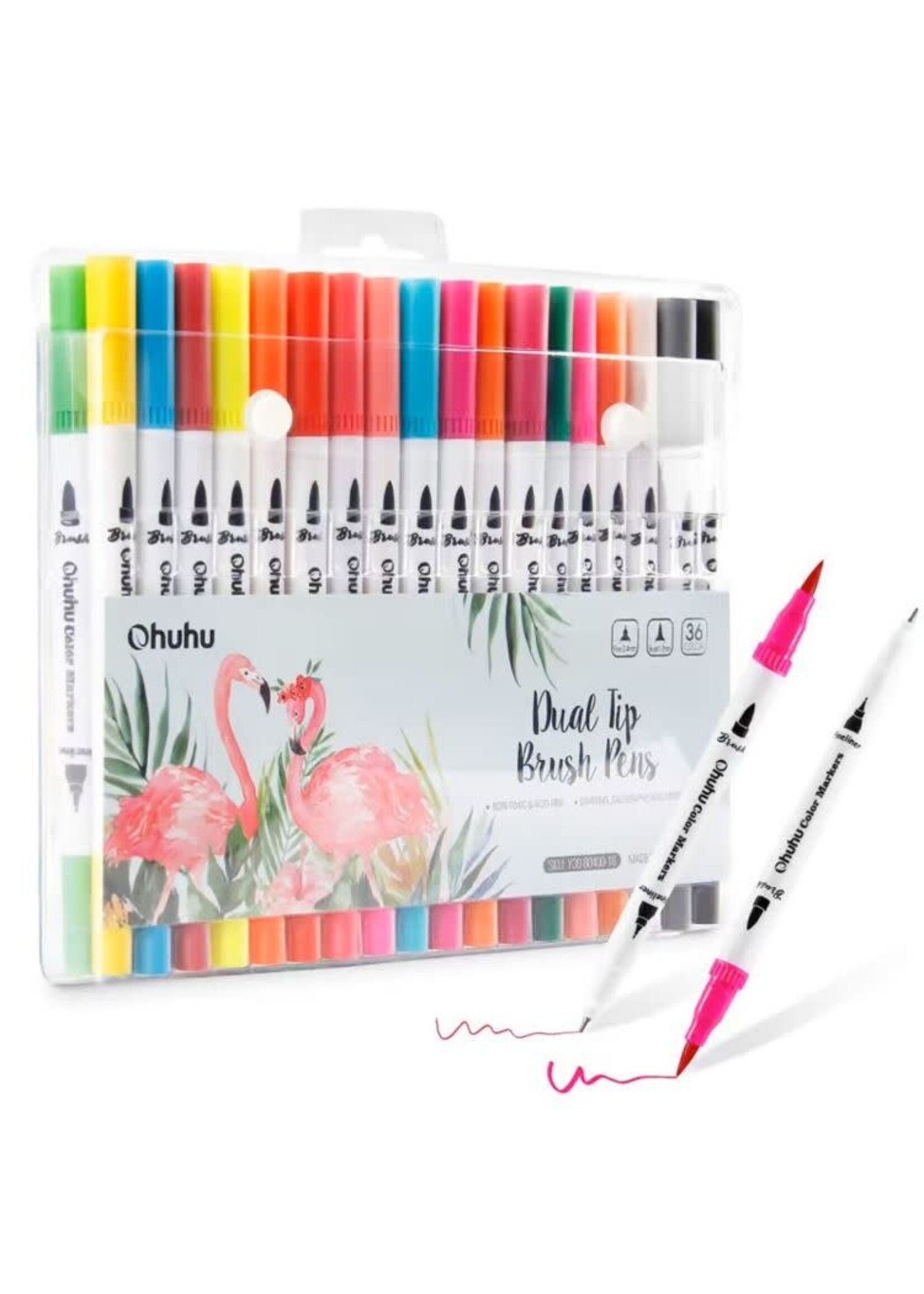 Ohuhu - Dual Tip Brush Markers - Waterbased - Set van 36  Y30-80400-18