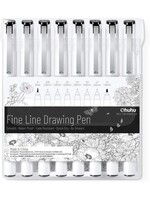 Ohuhu - Fineliner - Drawing Pen set 8 - Zwart  Y30-80600-28