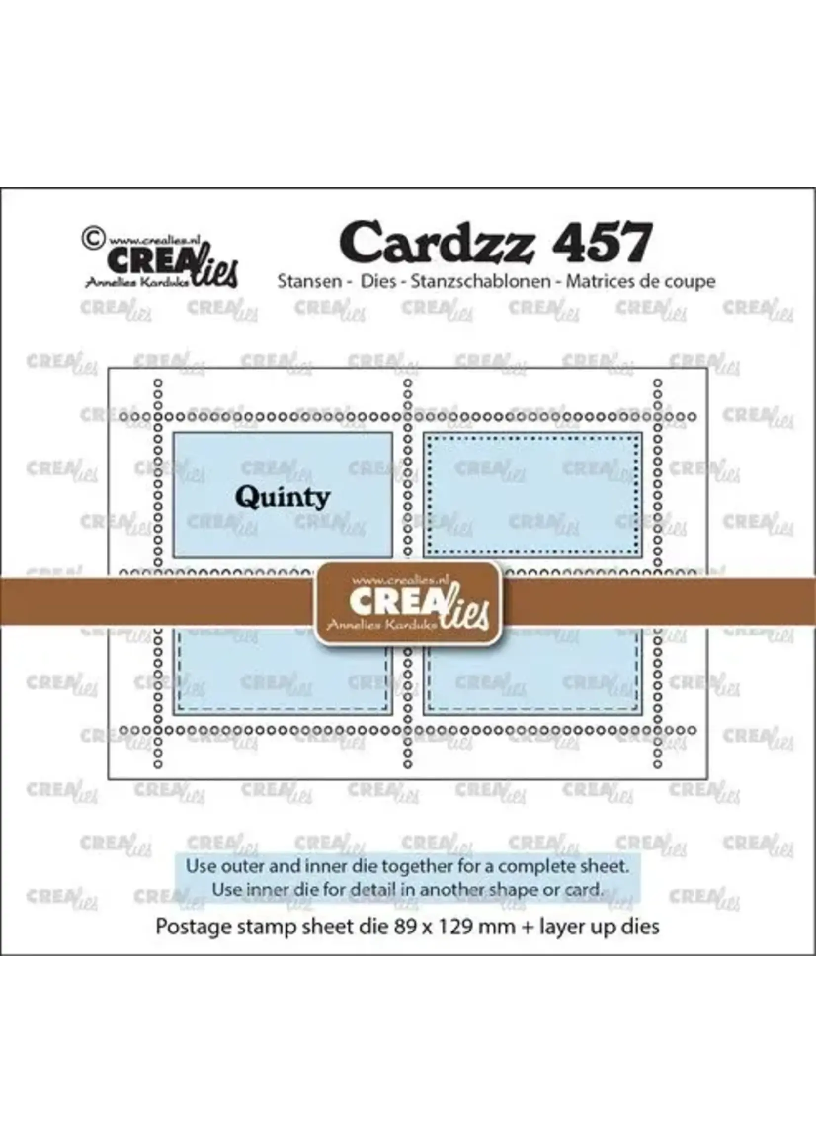 Cardzz Stansen Rechthoekig Postzegelvel Quinty met 4 Rechthoeken (CLCZ457)