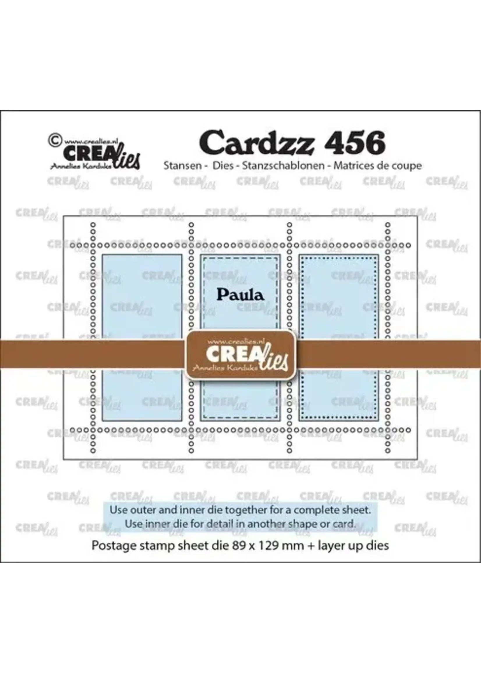 Cardzz Stansen Rechthoekig Postzegelvel Paula met 3 Rechthoeken (CLCZ456)