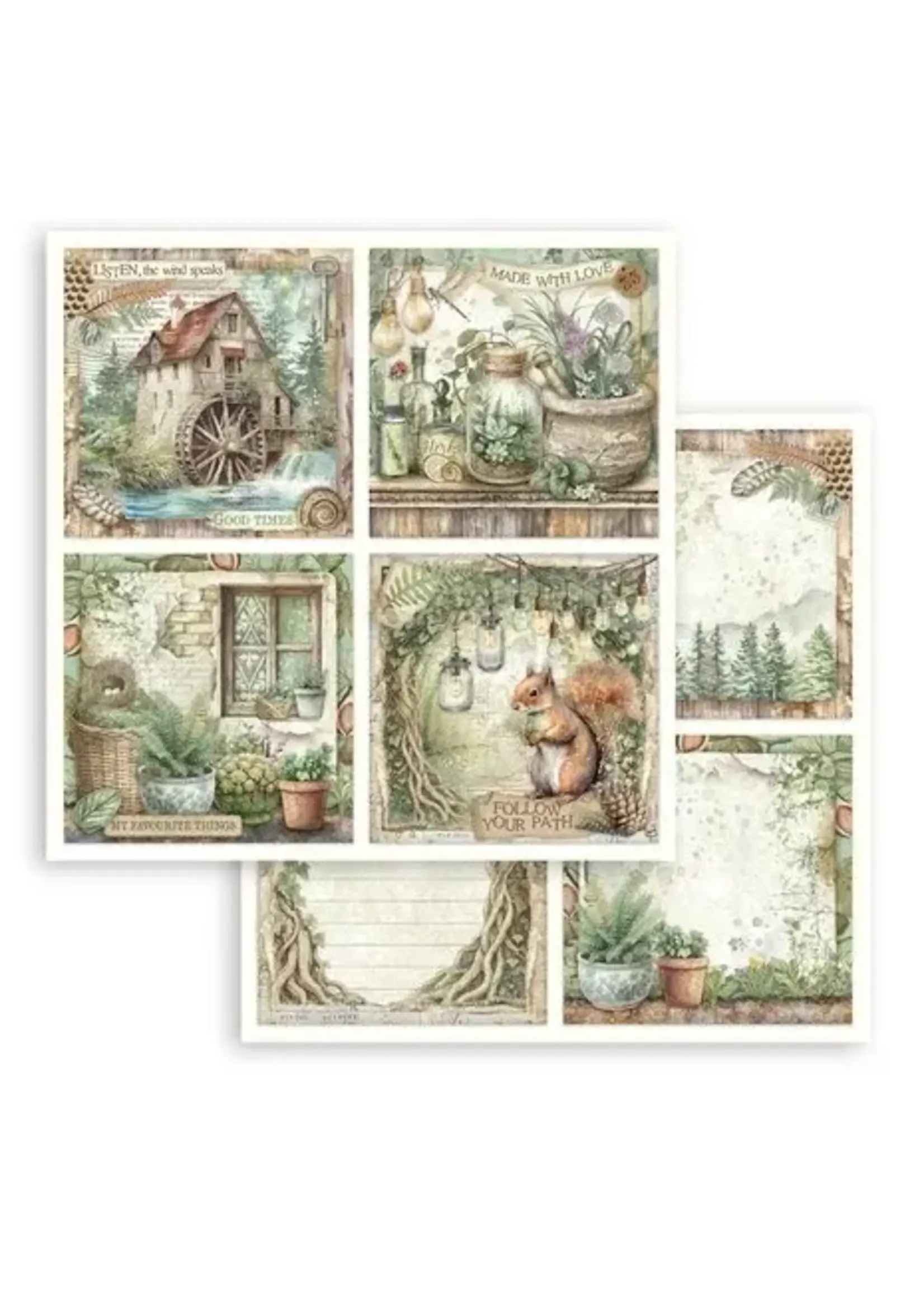 Herbarium Silvae 12x12 Inch Paper Sheet 4 Cards (1pcs) (SBB1114)