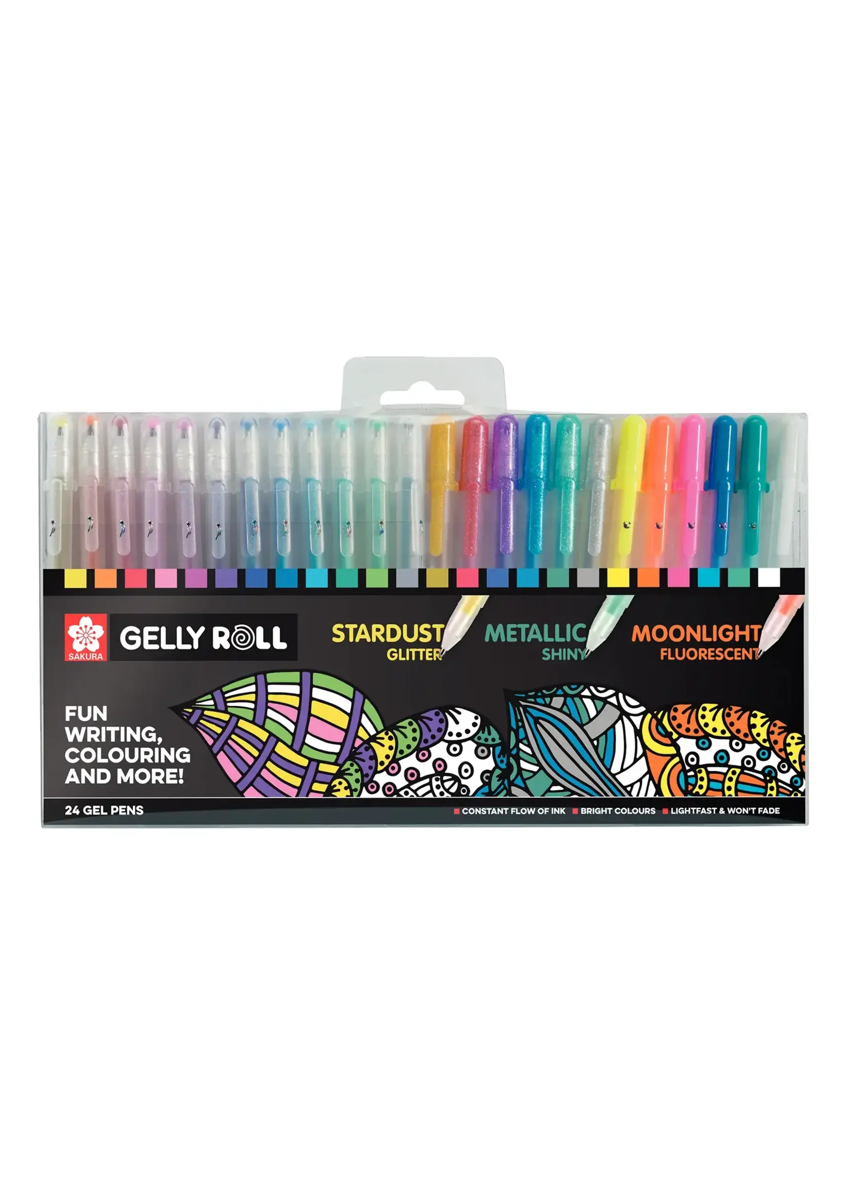 Sakura • Gelly roll gelpen Stardust glitter, Metallic shiny, Moonlight fluorescent 24stuks Sakura POXPGBMIX24