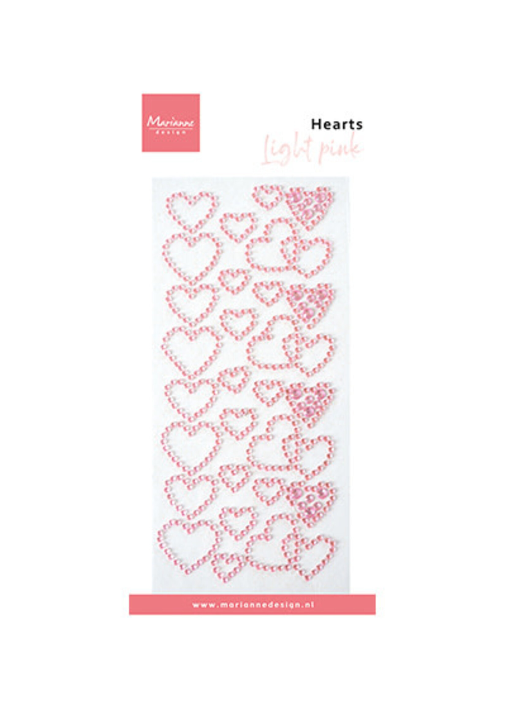 CA3222 - Hearts rhinestones - light pink