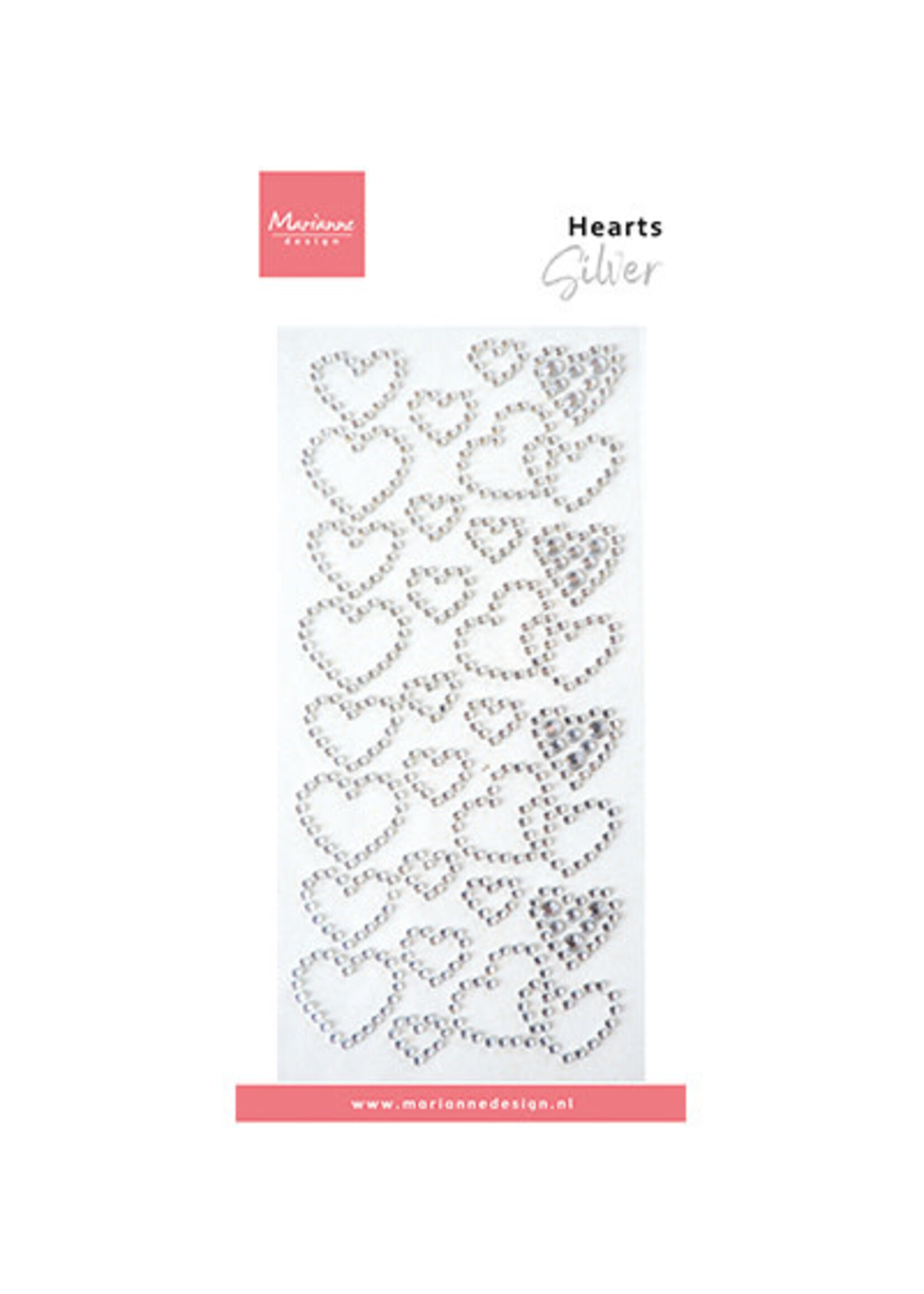 CA3221 - Hearts rhinestones - silver