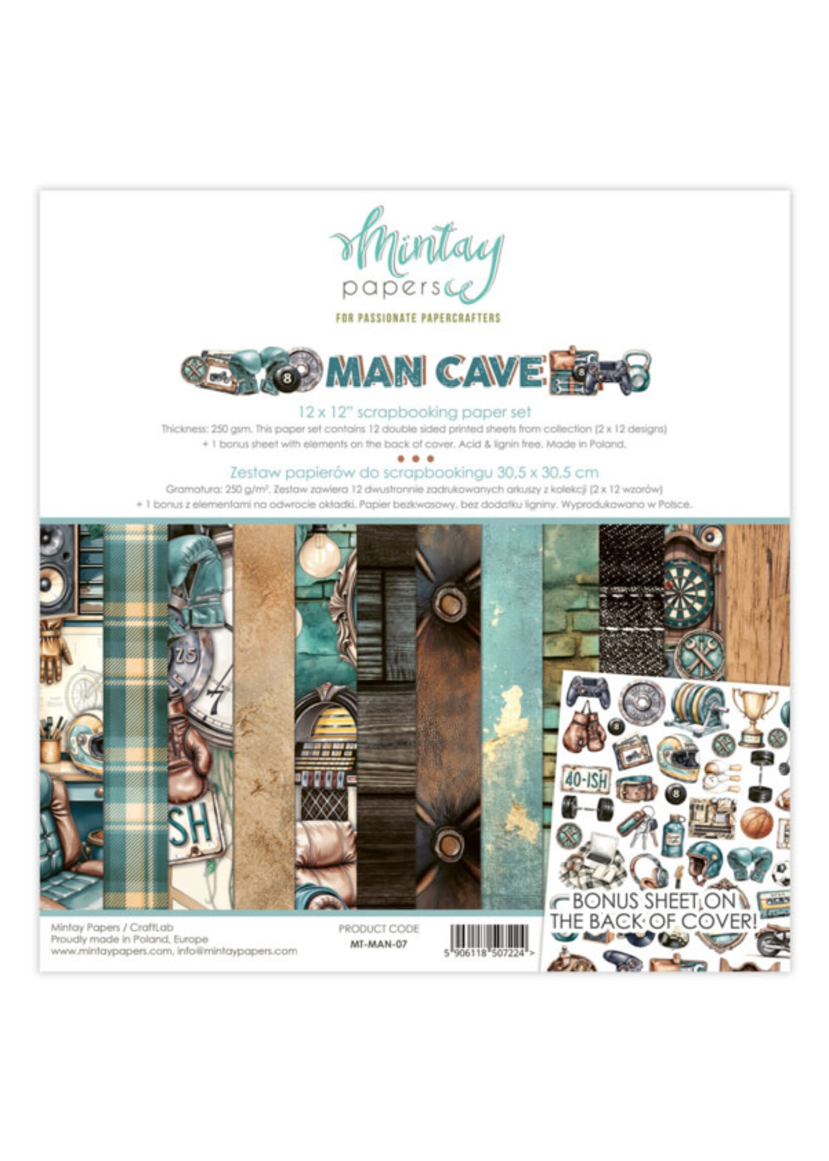 12 x 12 Papieren Set - Man Cave leverbaar begin mei